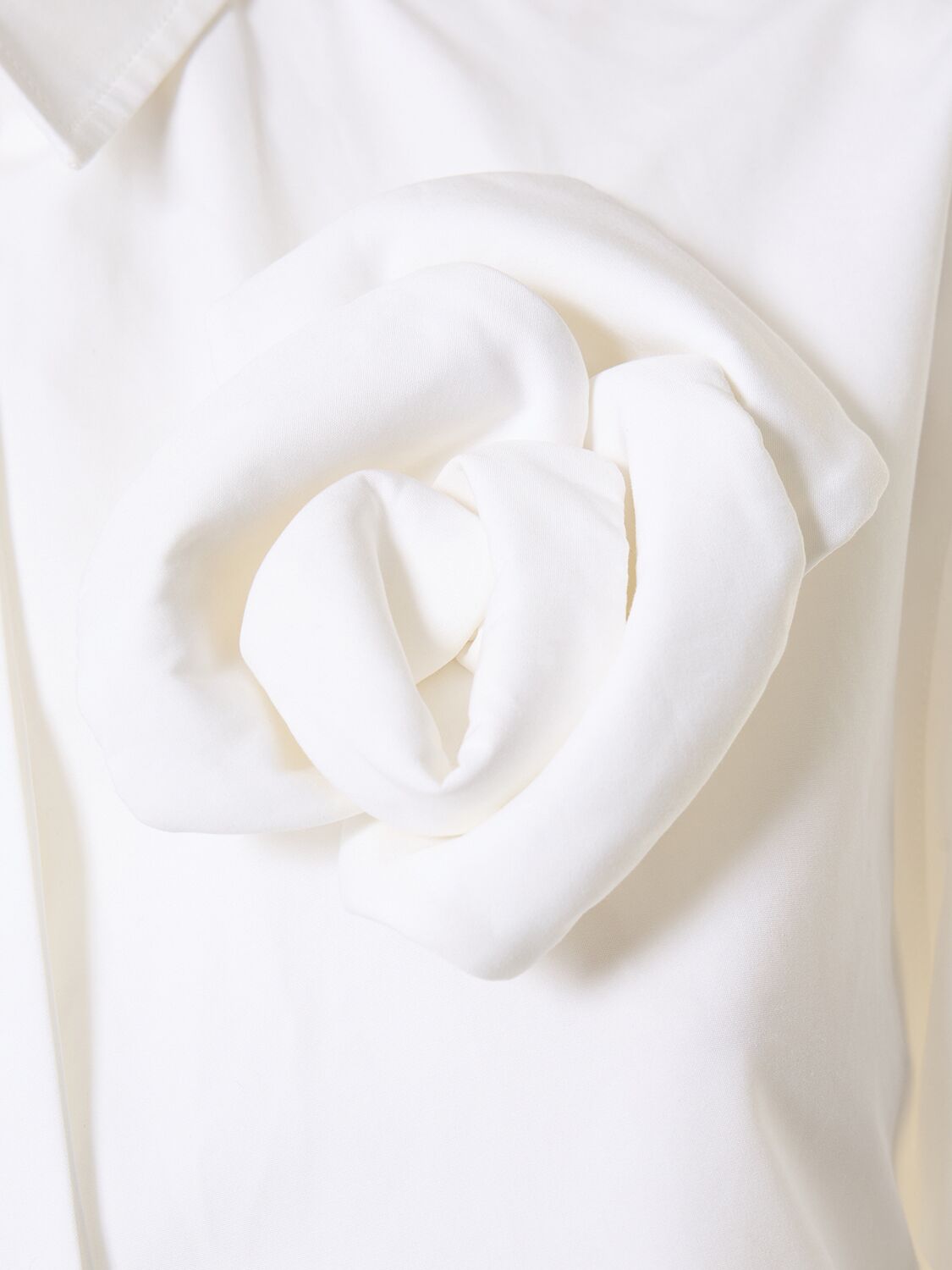 Shop Valentino Cotton Poplin Jumpsuit W/rose Pin In White