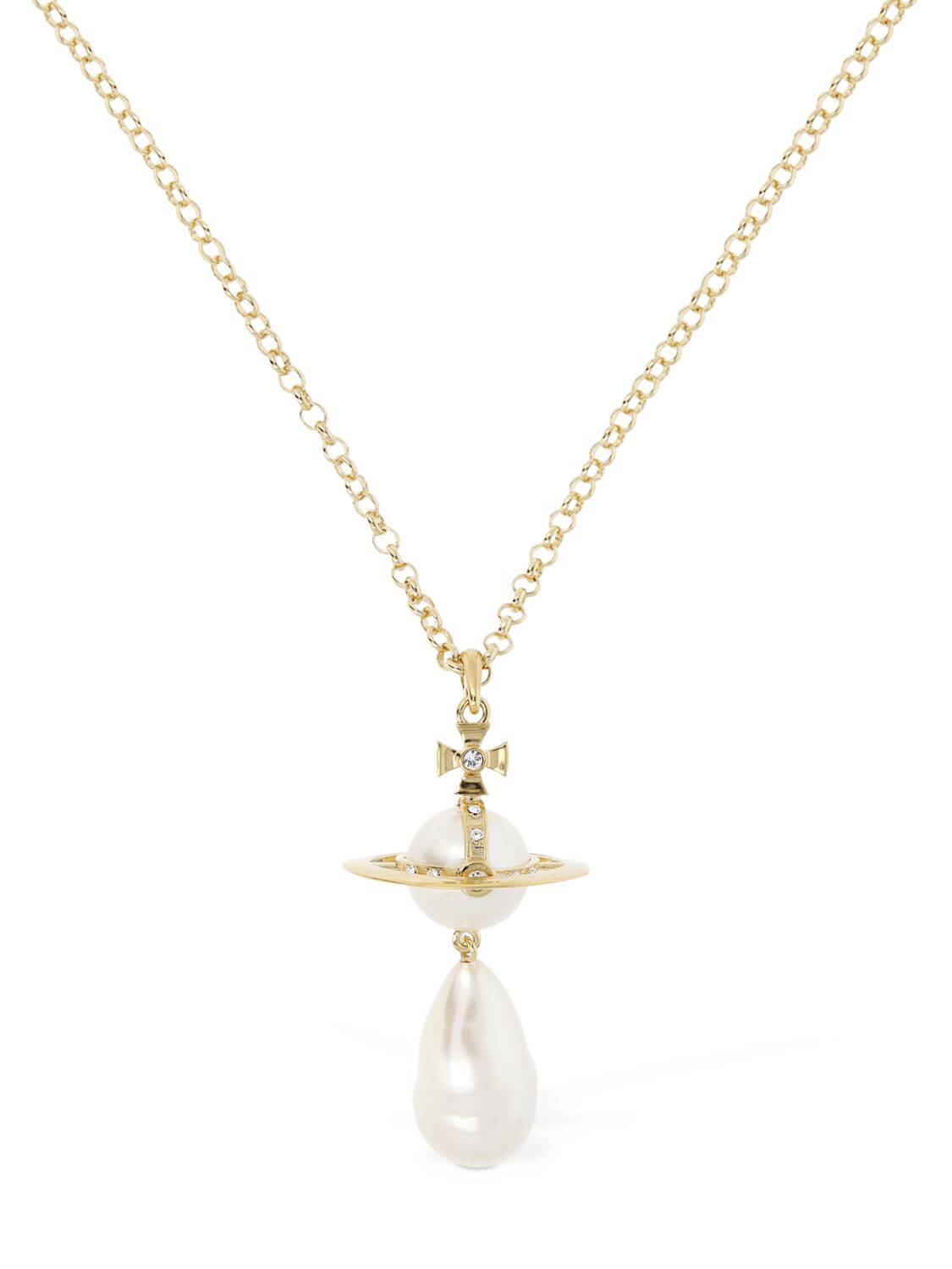 Vivienne Westwood Giant Faux Pearl Drop Pendant Necklace In Cream,gold