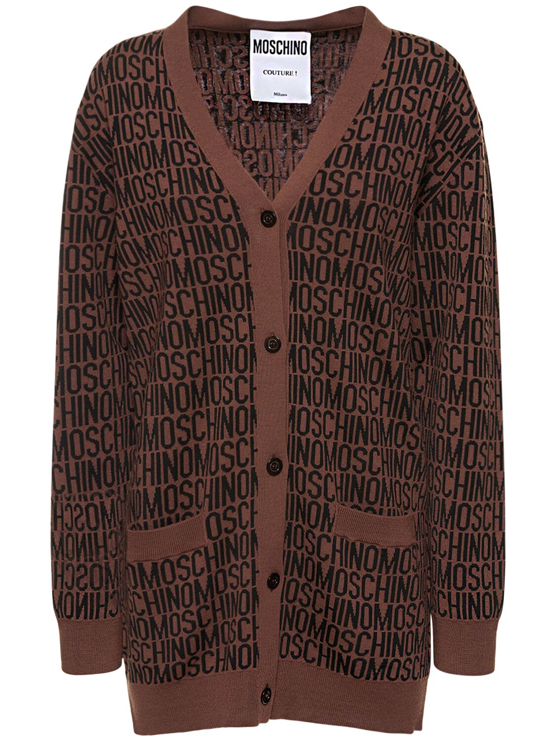 MOSCHINO JACQUARD KNIT WOOL BLEND OVER CARDIGAN