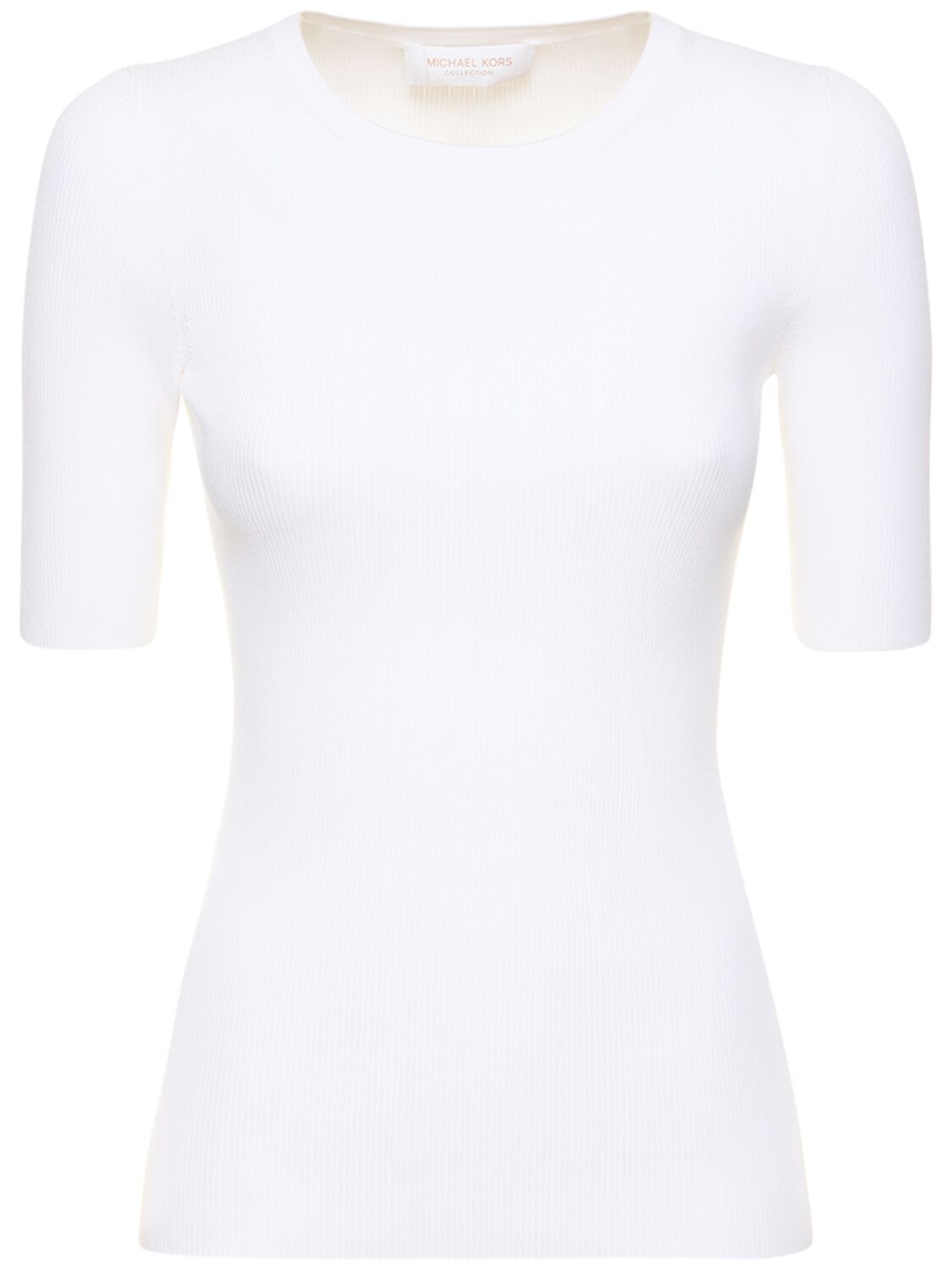 Michael Kors Rib Knit Viscose Sweater In White