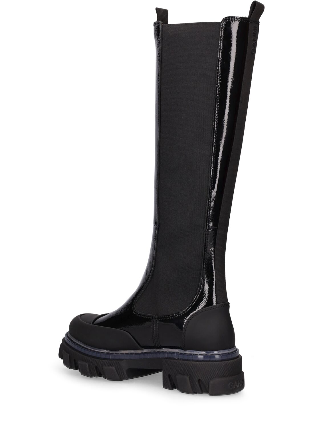 Shop Ganni 50mm Cleated High Chelsea Boots In Black