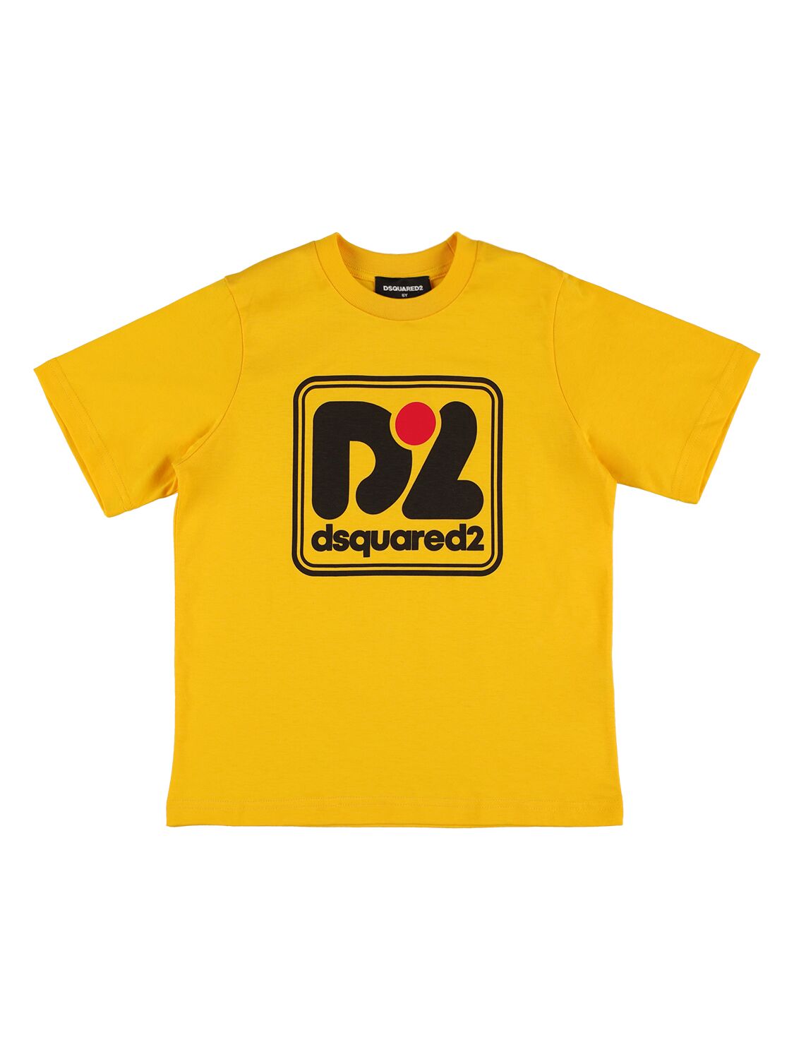 Dsquared2 Kids' Logo印花棉质平纹针织t恤 In Yellow