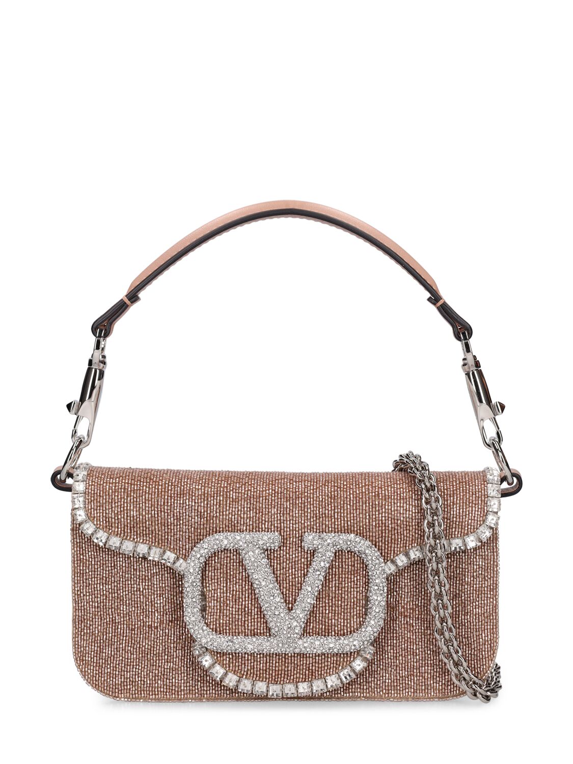 Valentino Garavani Small Locò Leather Top Handle Bag In Brown