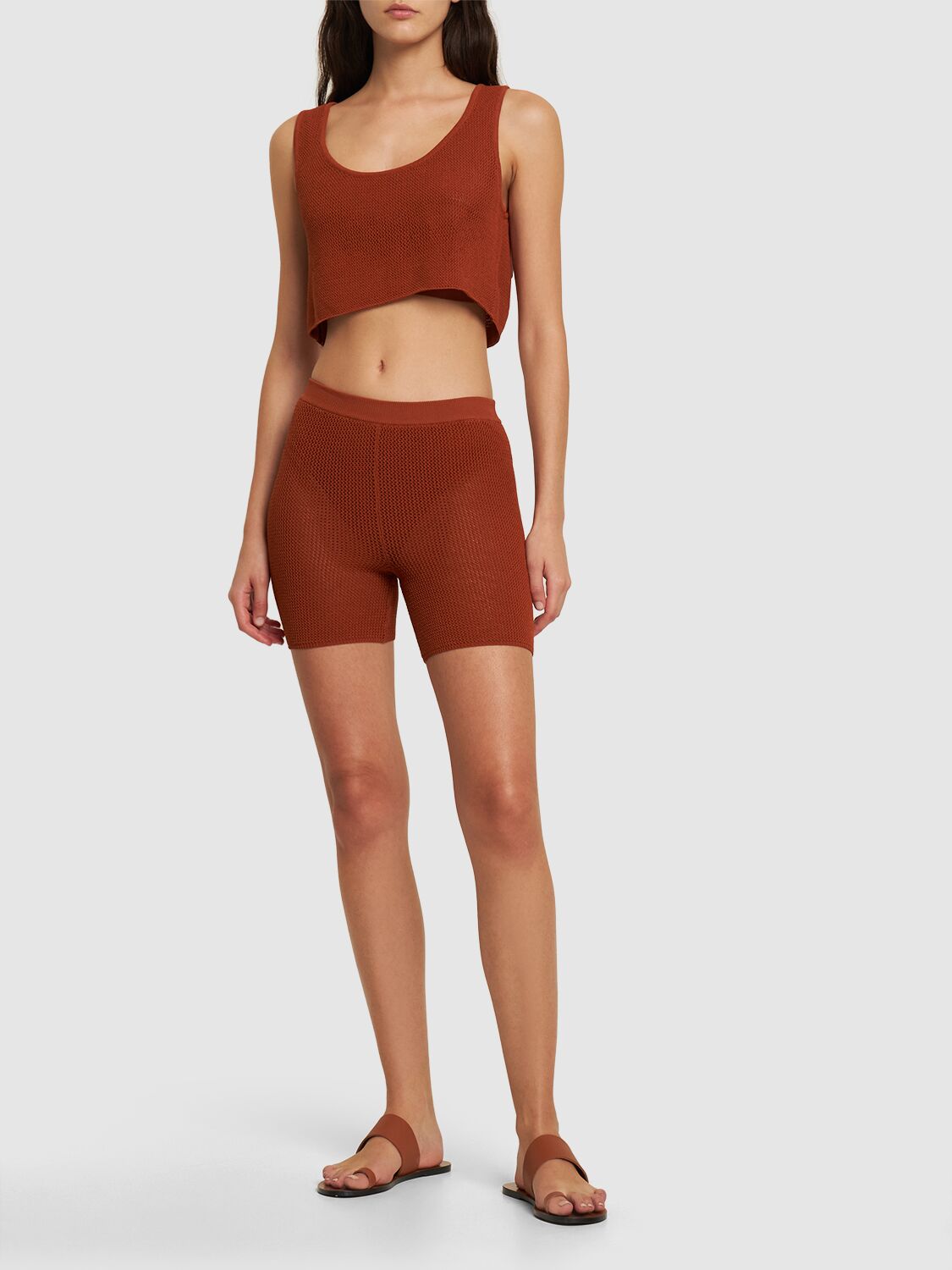 Shop Live The Process Nyx Knitted High Waist Shorts In Bronze