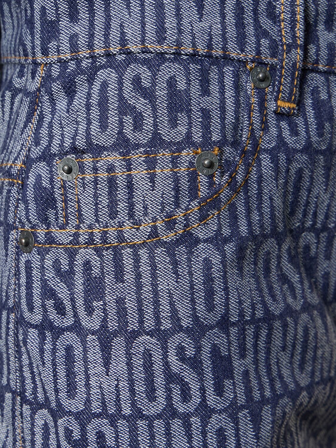Shop Moschino Logo Jacquard Mid Rise Straight Jeans In Blue