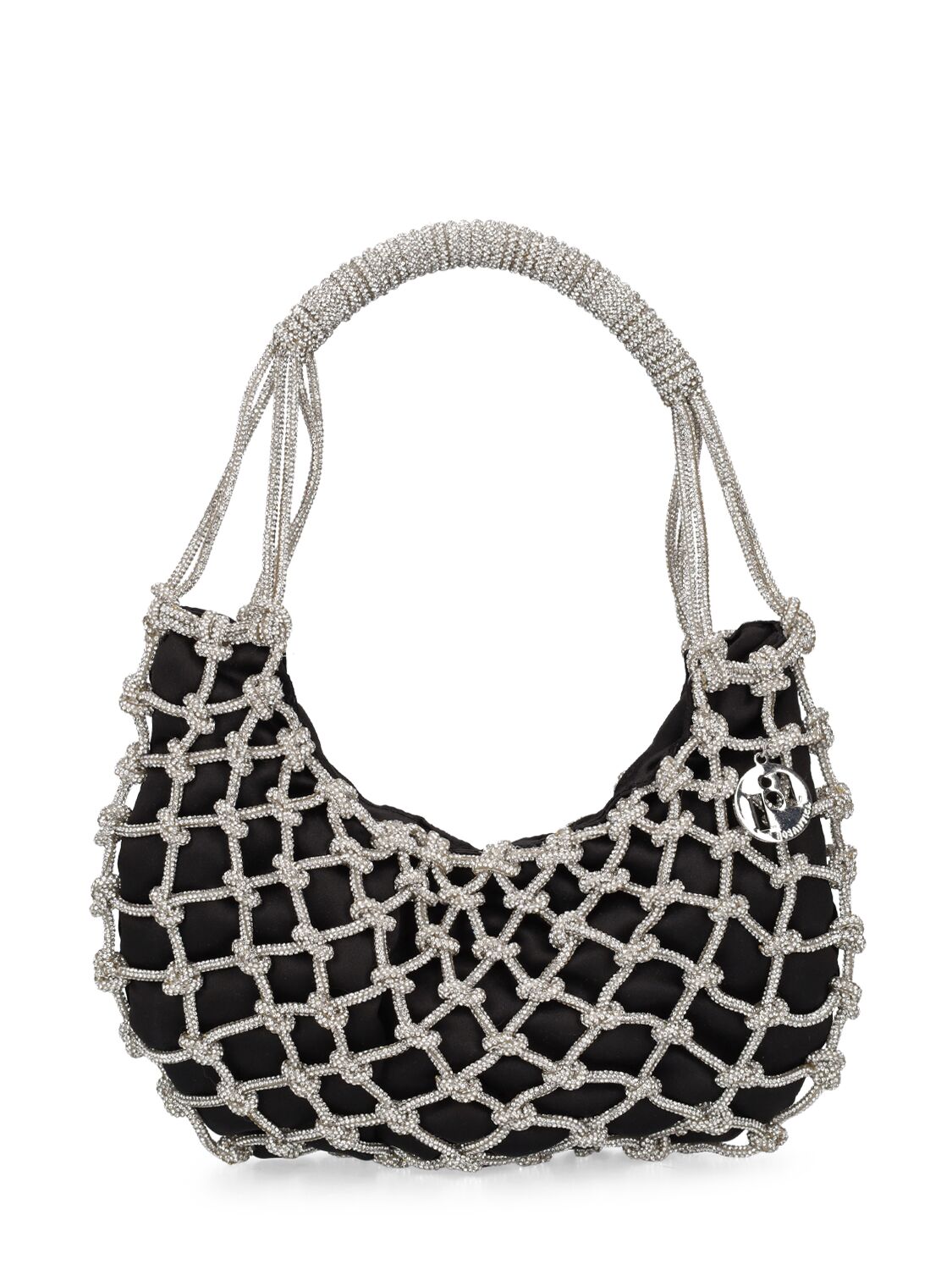 Rosantica Nodi Crystal Top Handle Bag In Silver,black