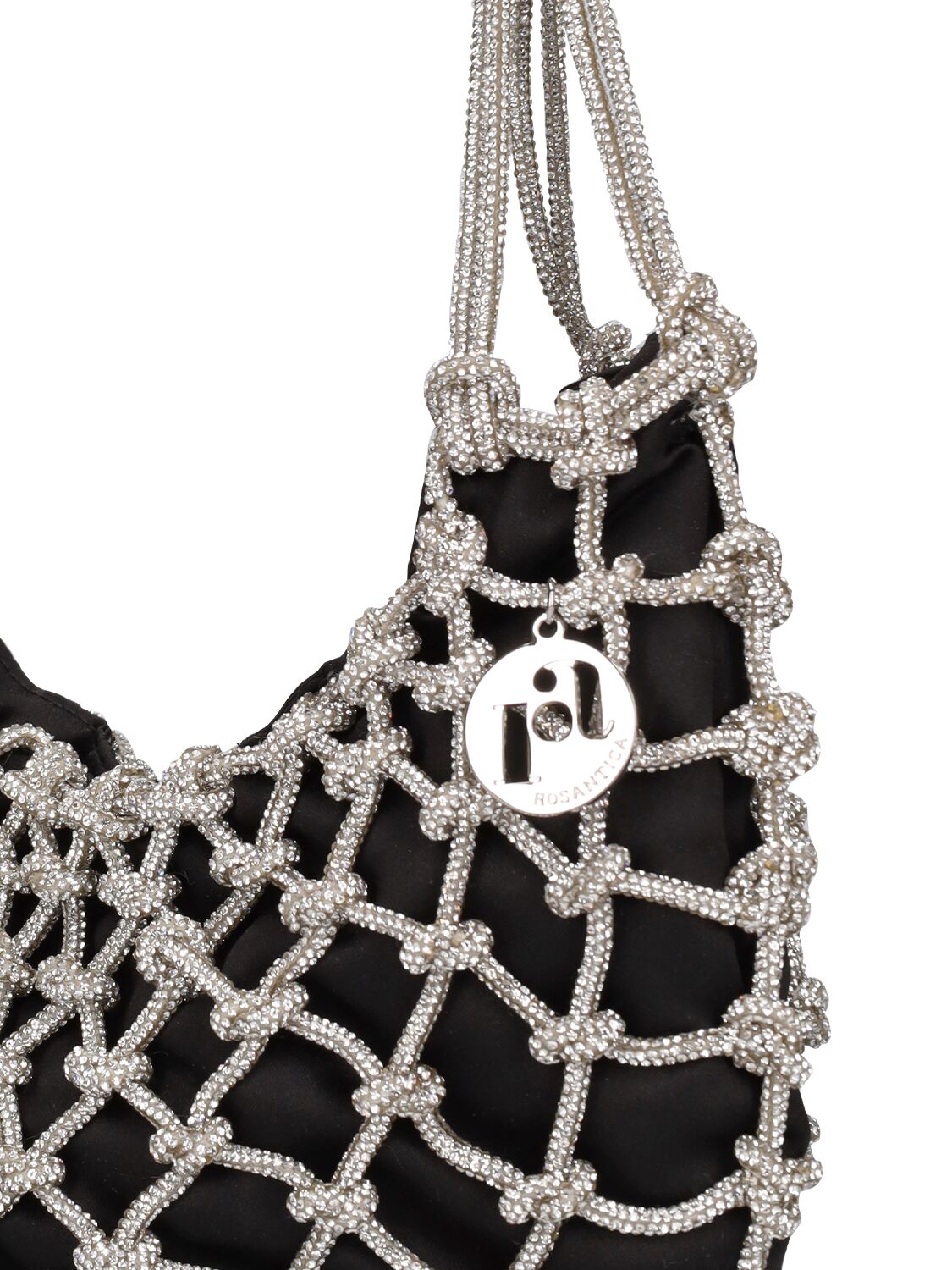 Shop Rosantica Nodi Crystal Top Handle Bag In Silver,black