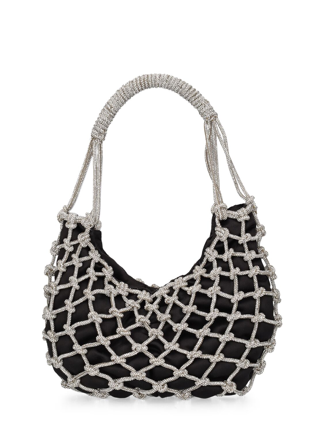 Shop Rosantica Nodi Crystal Top Handle Bag In Silver,black