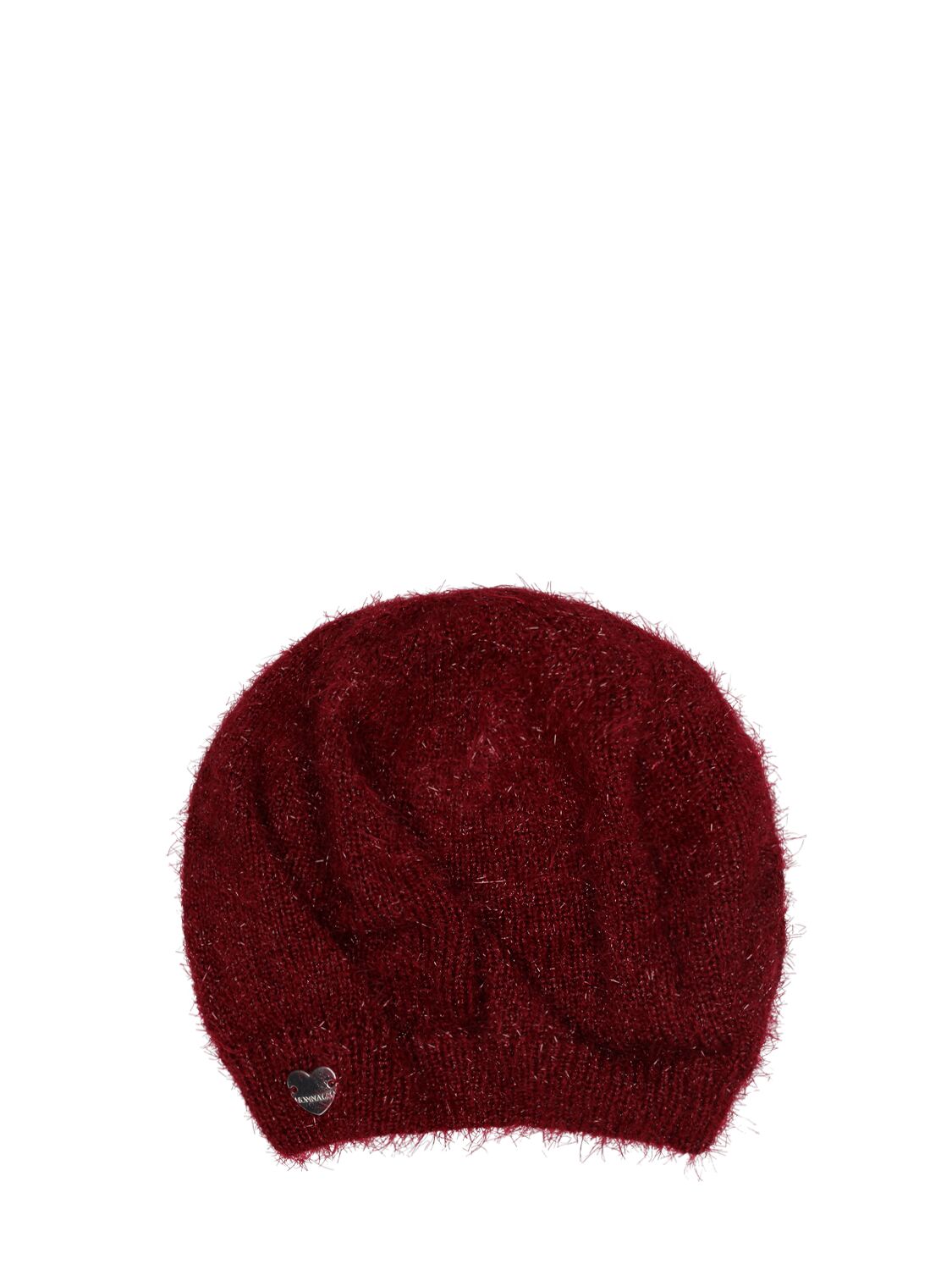 Monnalisa Babies' Fuzzy Knit Lurex Hat In Red