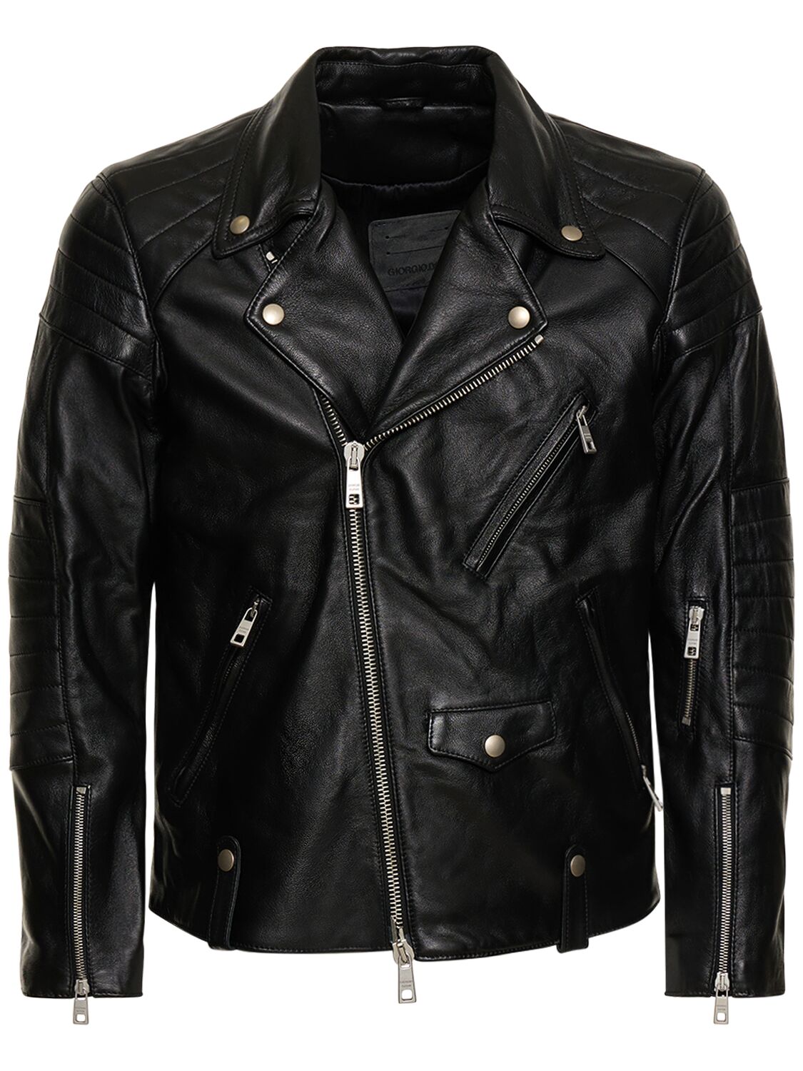 Giorgio Brato Natural Leather Biker Jacket In Black