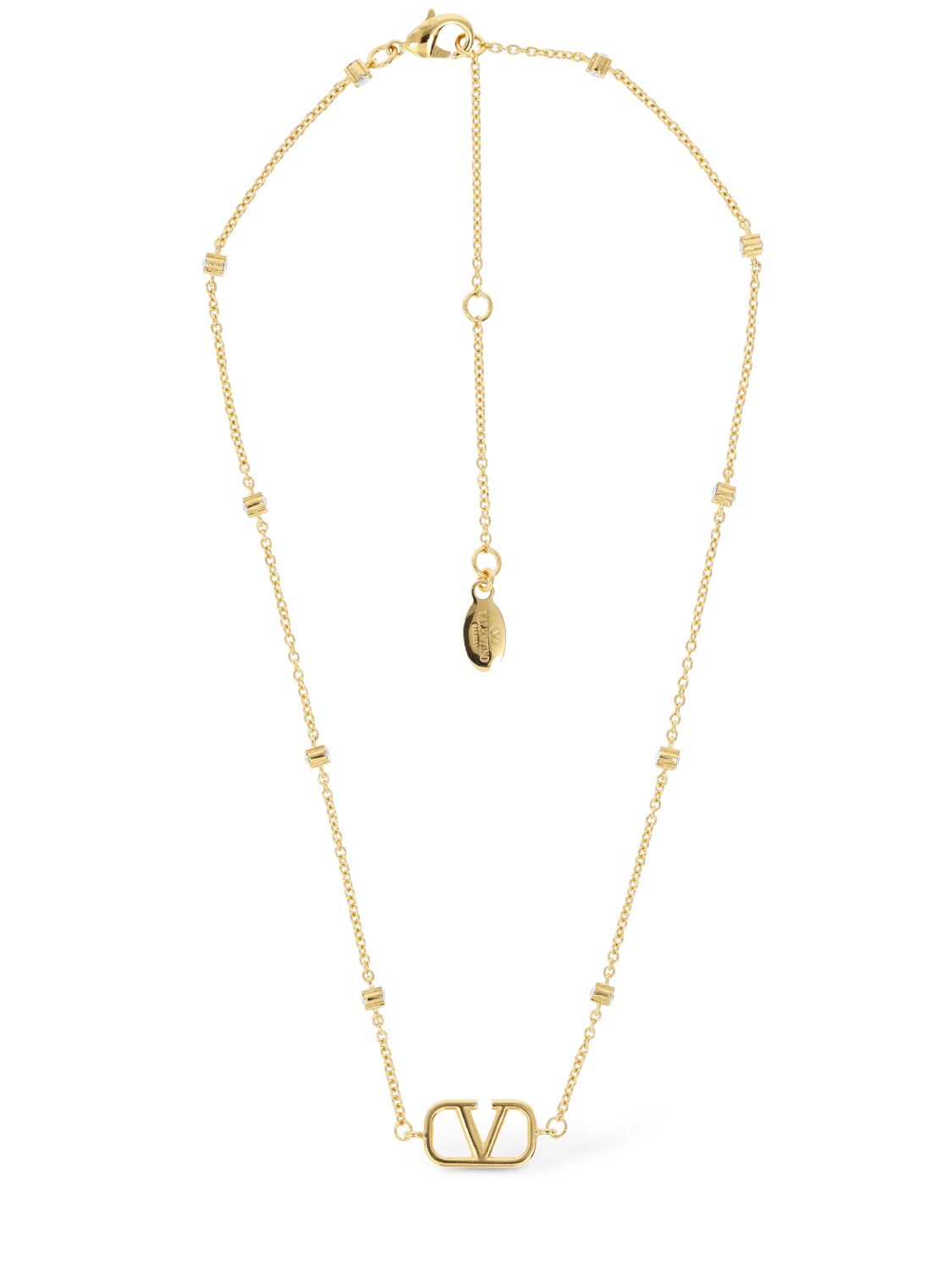 Valentino Garavani Mini V Logo Signature Collar Necklace In Gold,crystal