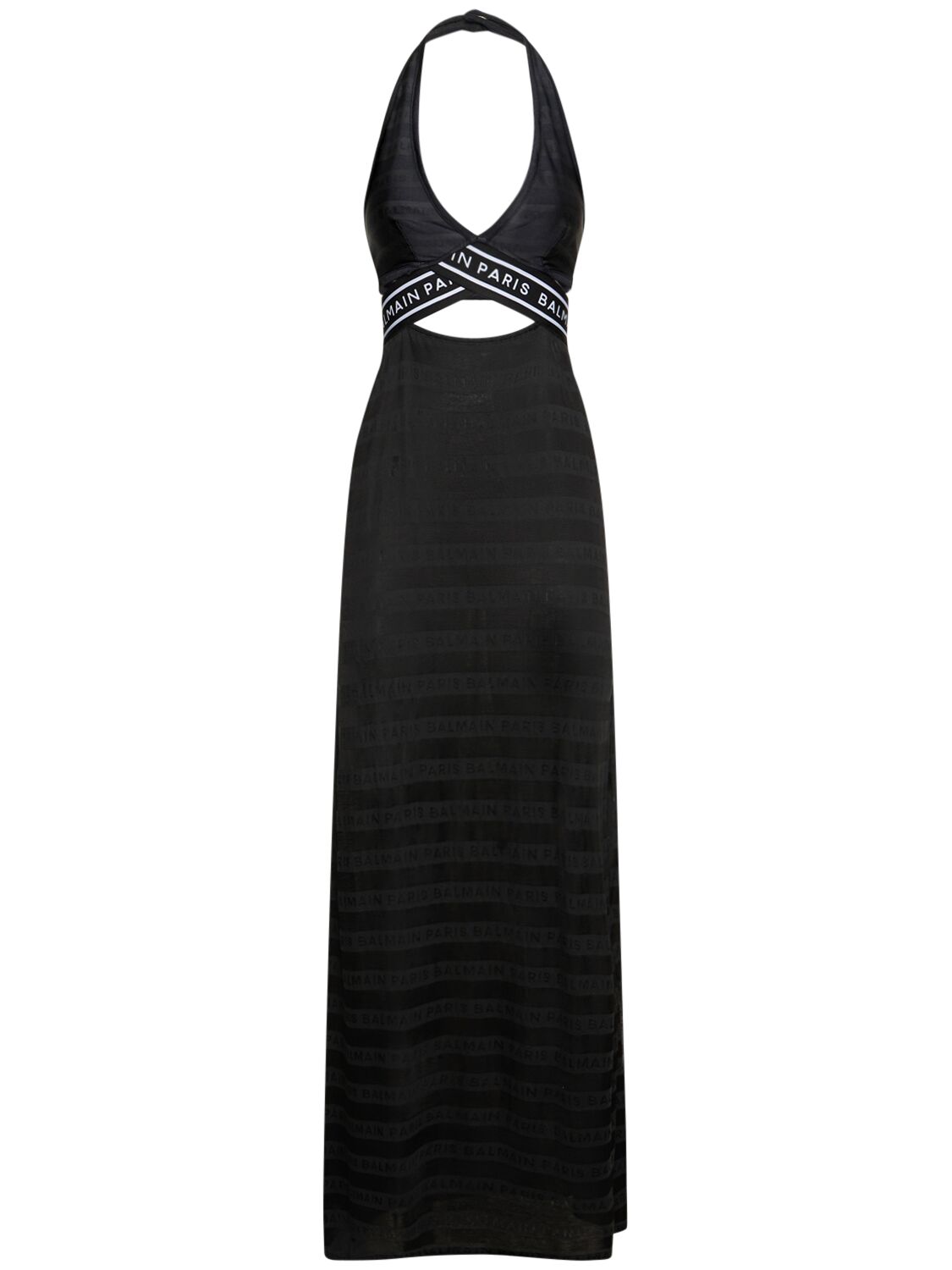 Striped Logo Jacquard Midi Halter Dress – WOMEN > CLOTHING > DRESSES