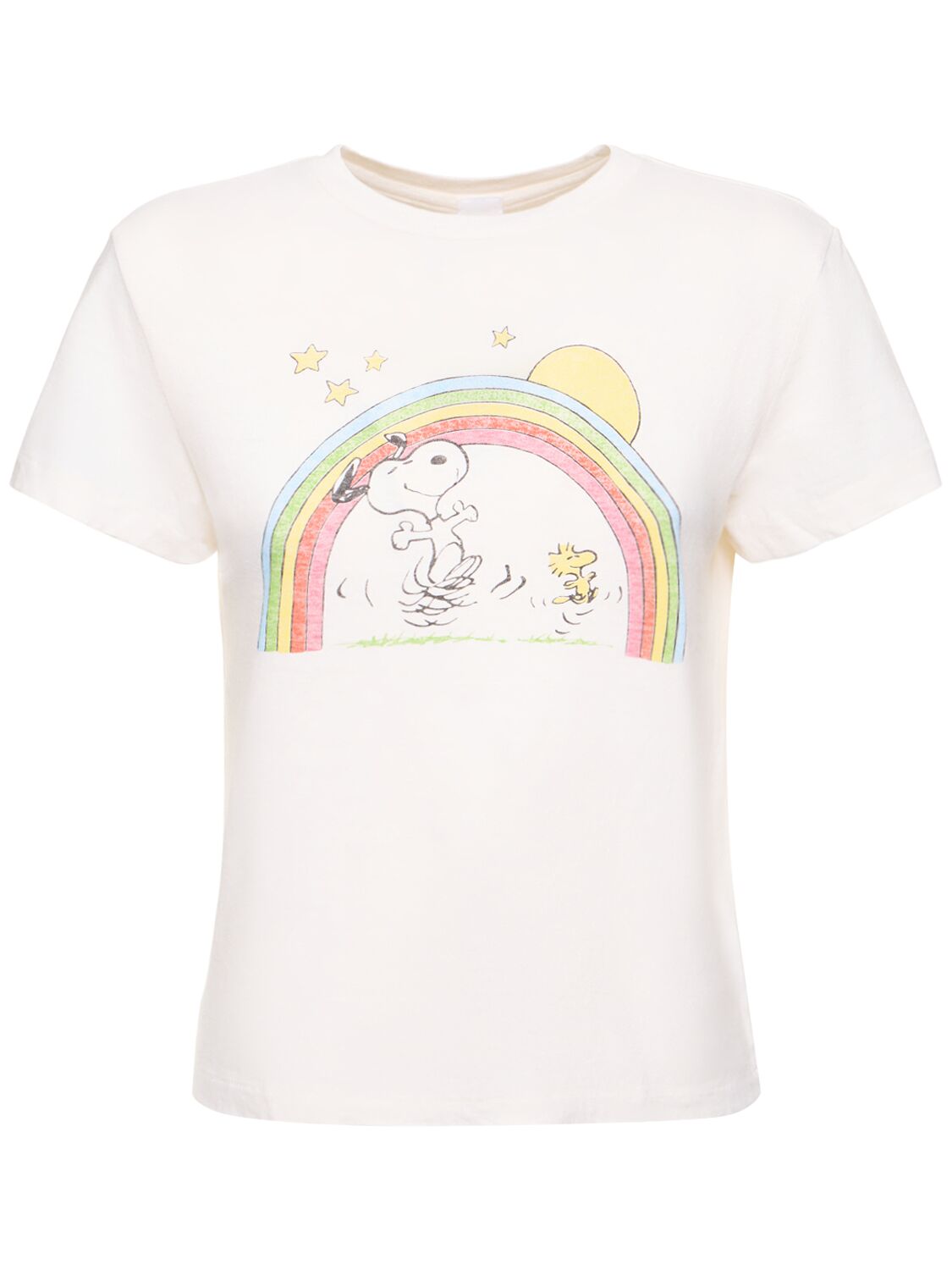 Shop Re/done Peanuts Rainbow Classic Cotton T-shirt In Whiet,multi