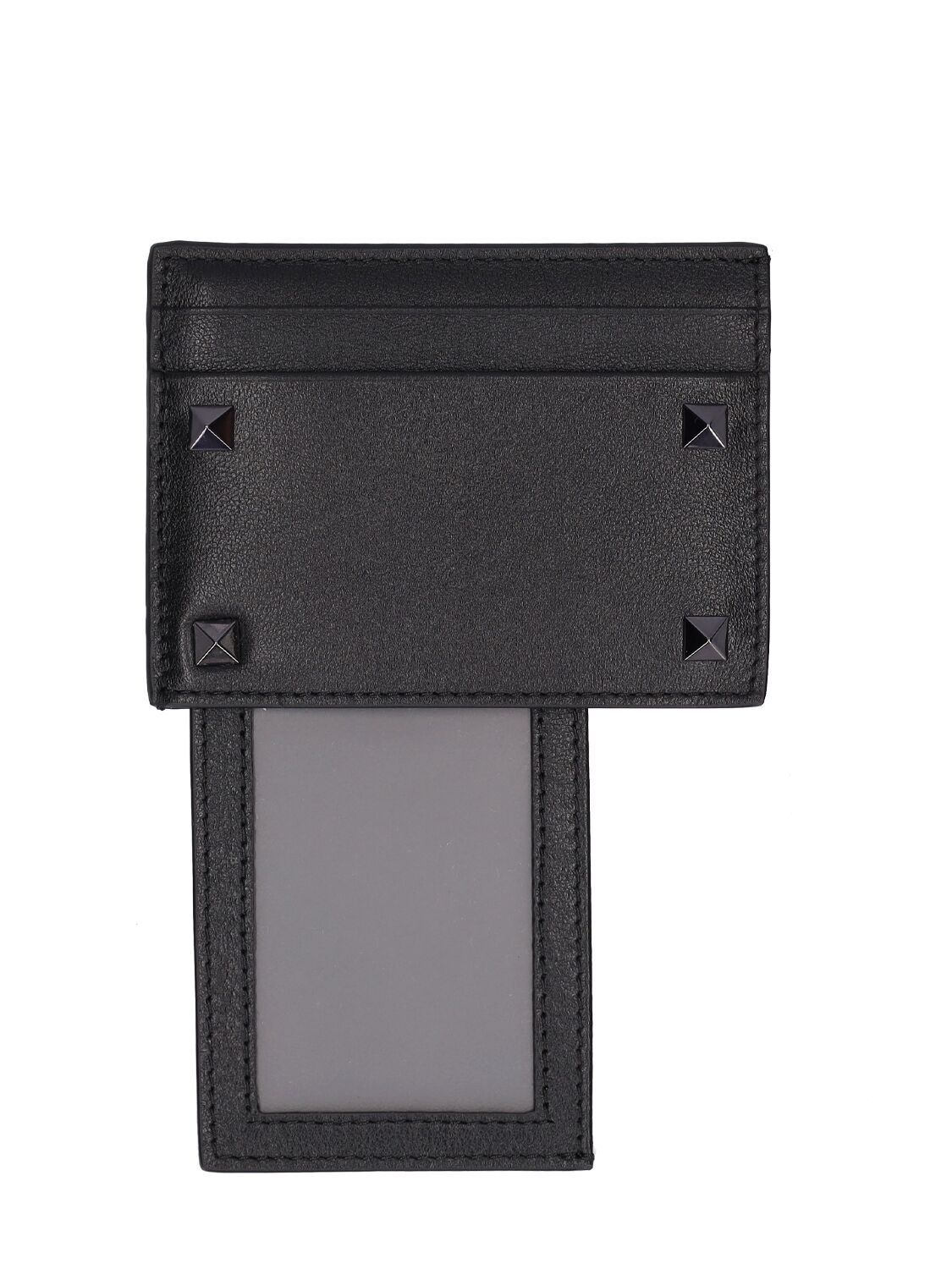 Shop Valentino Rockstud Leather Card Holder In Black