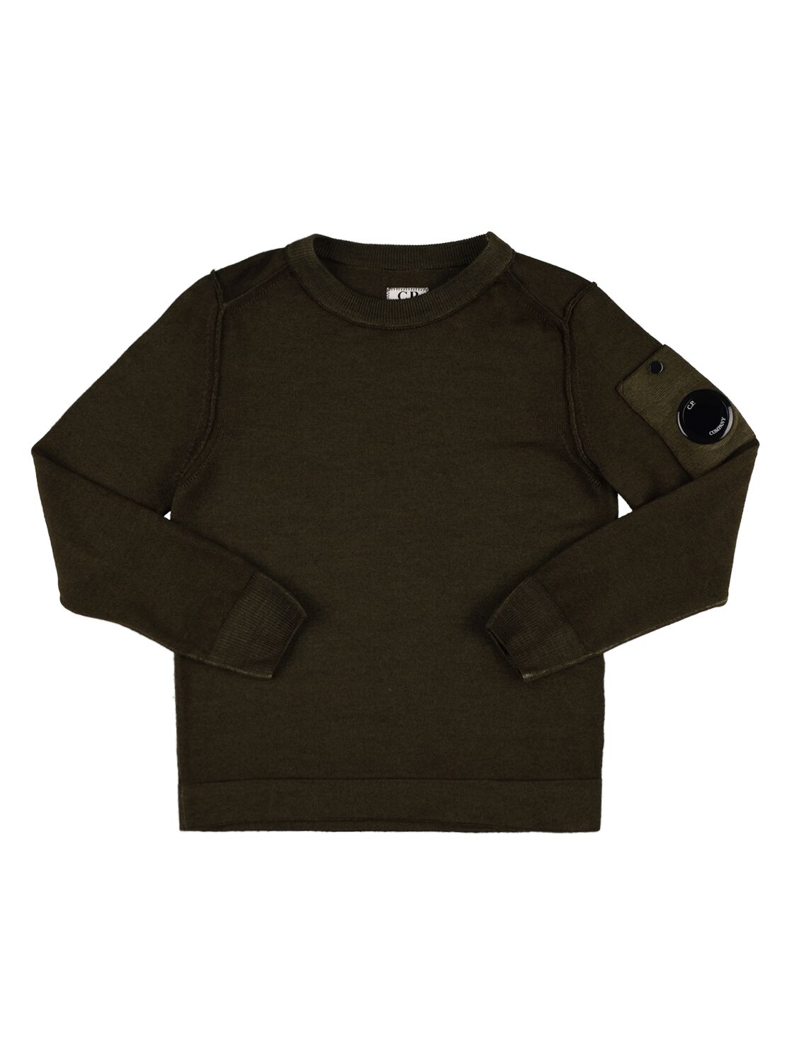 C.p. Company Kids' Ribbed Wool Knit Sweater In Green
