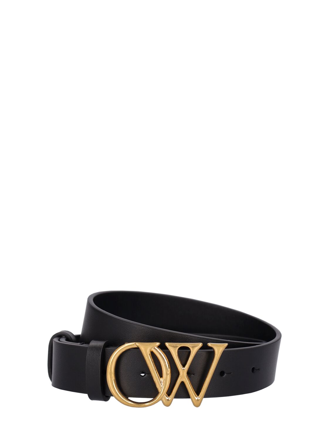 Off-white 30mm Ow Lettering Leather Belt In Black
