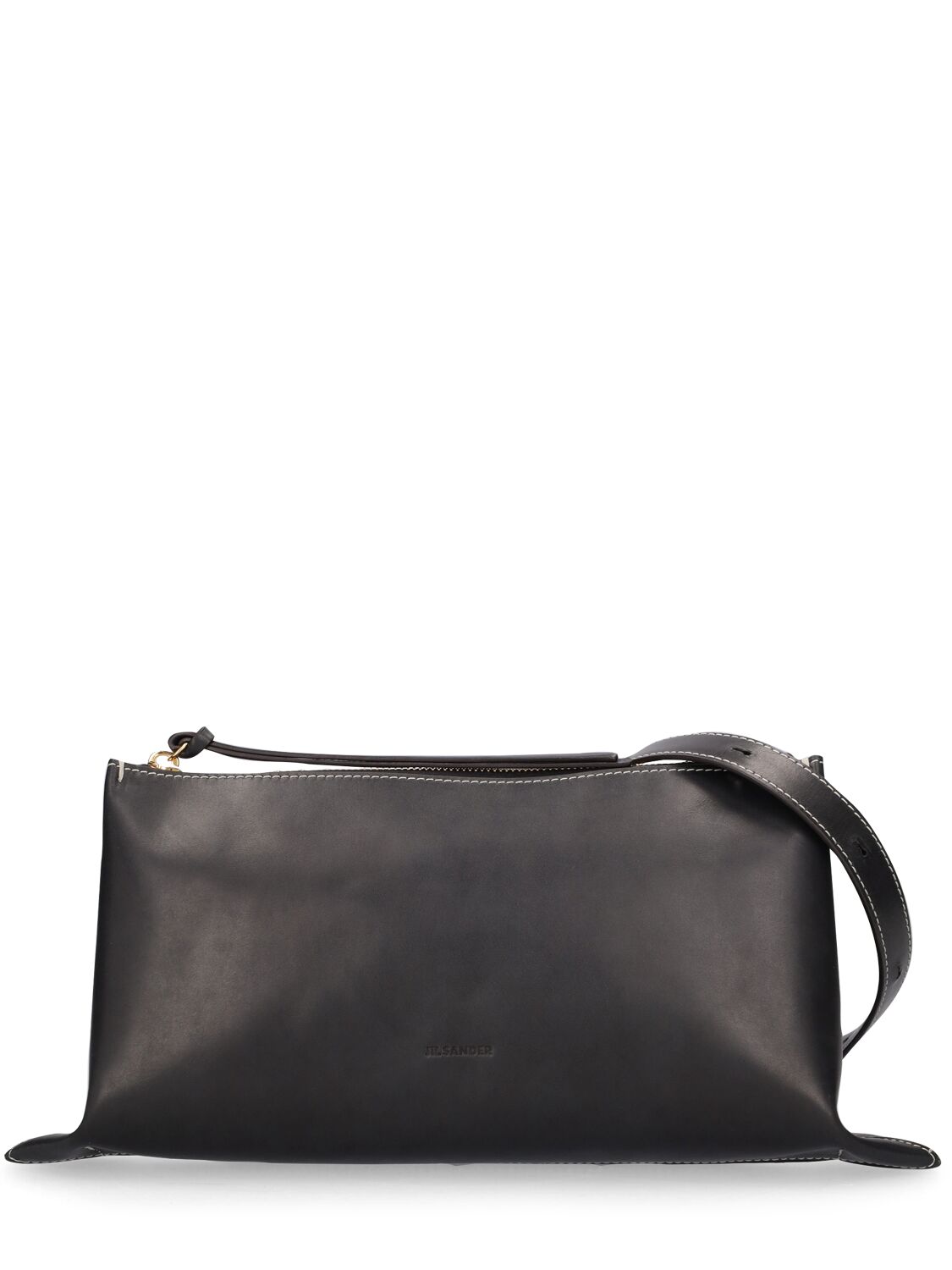 Jil Sander Small Empire Leather Shoulder Bag In Black