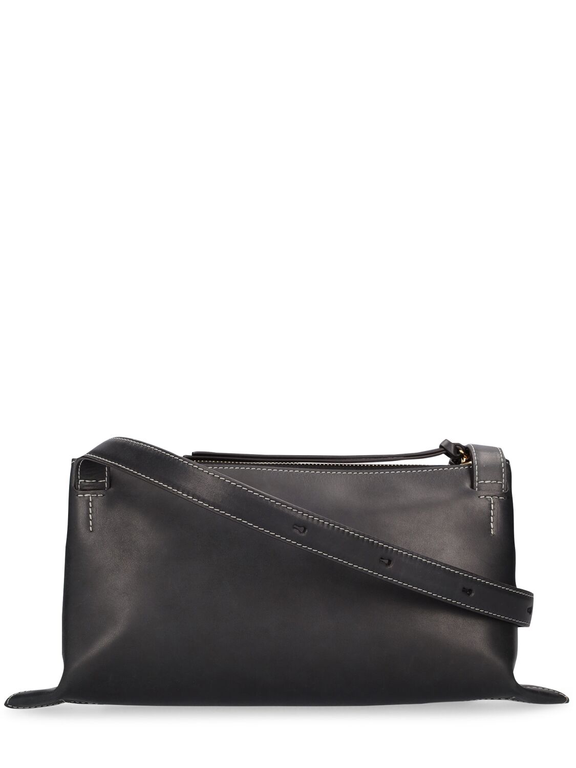 Shop Jil Sander Small Empire Leather Shoulder Bag In Black