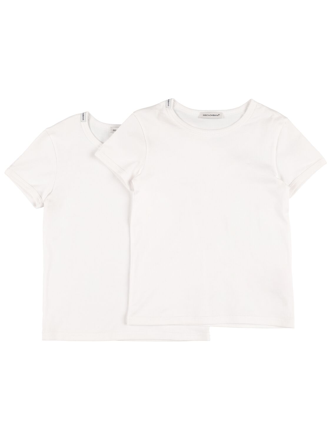 Dolce & Gabbana Kids' 棉质平纹针织t恤2件套装 In White