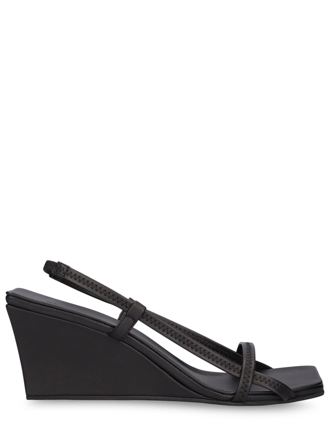 St.agni 75mm Fine Strap Leather Wedges In Black
