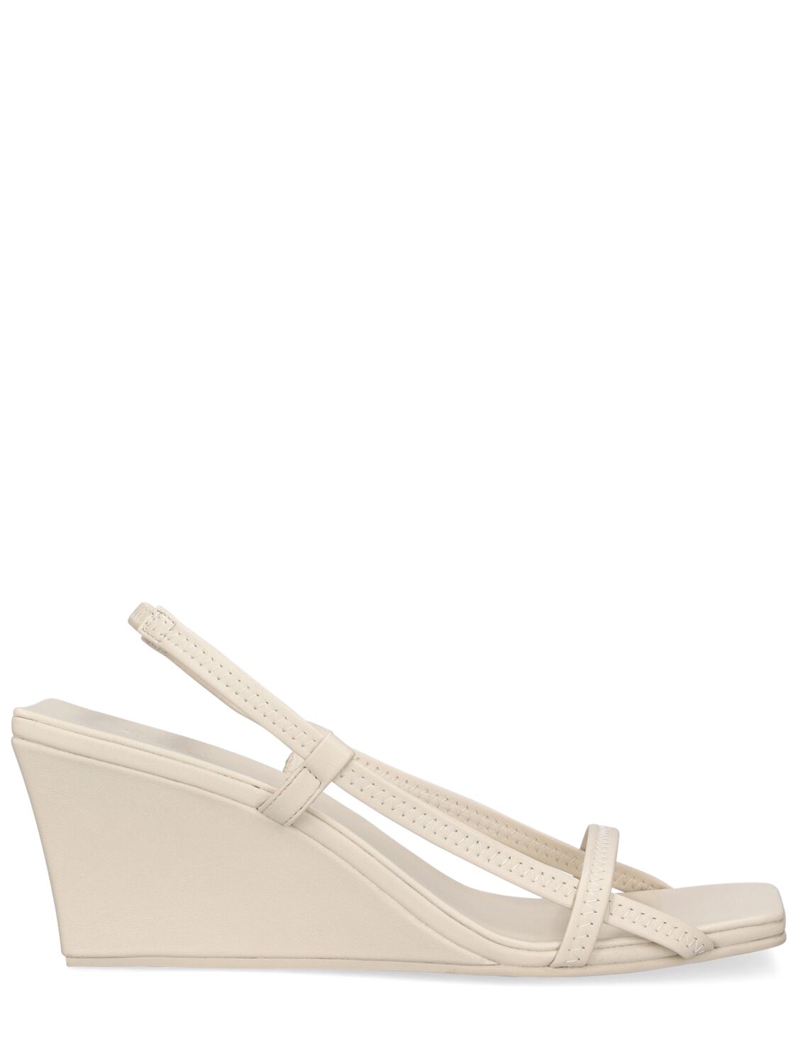 St.agni 75mm Fine Strap Leather Wedges In Off White
