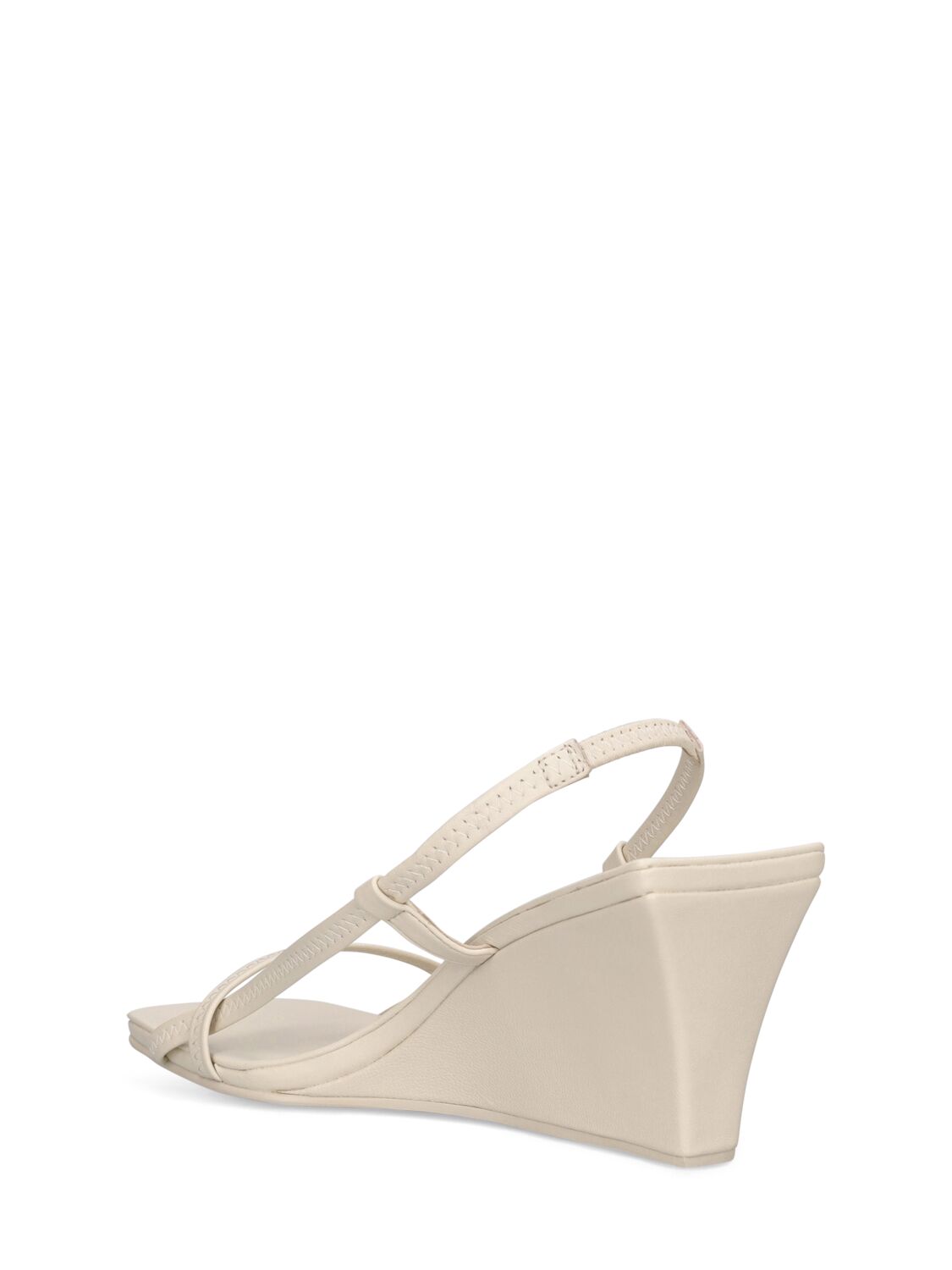 Shop St.agni 75mm Fine Strap Leather Wedges In Off White