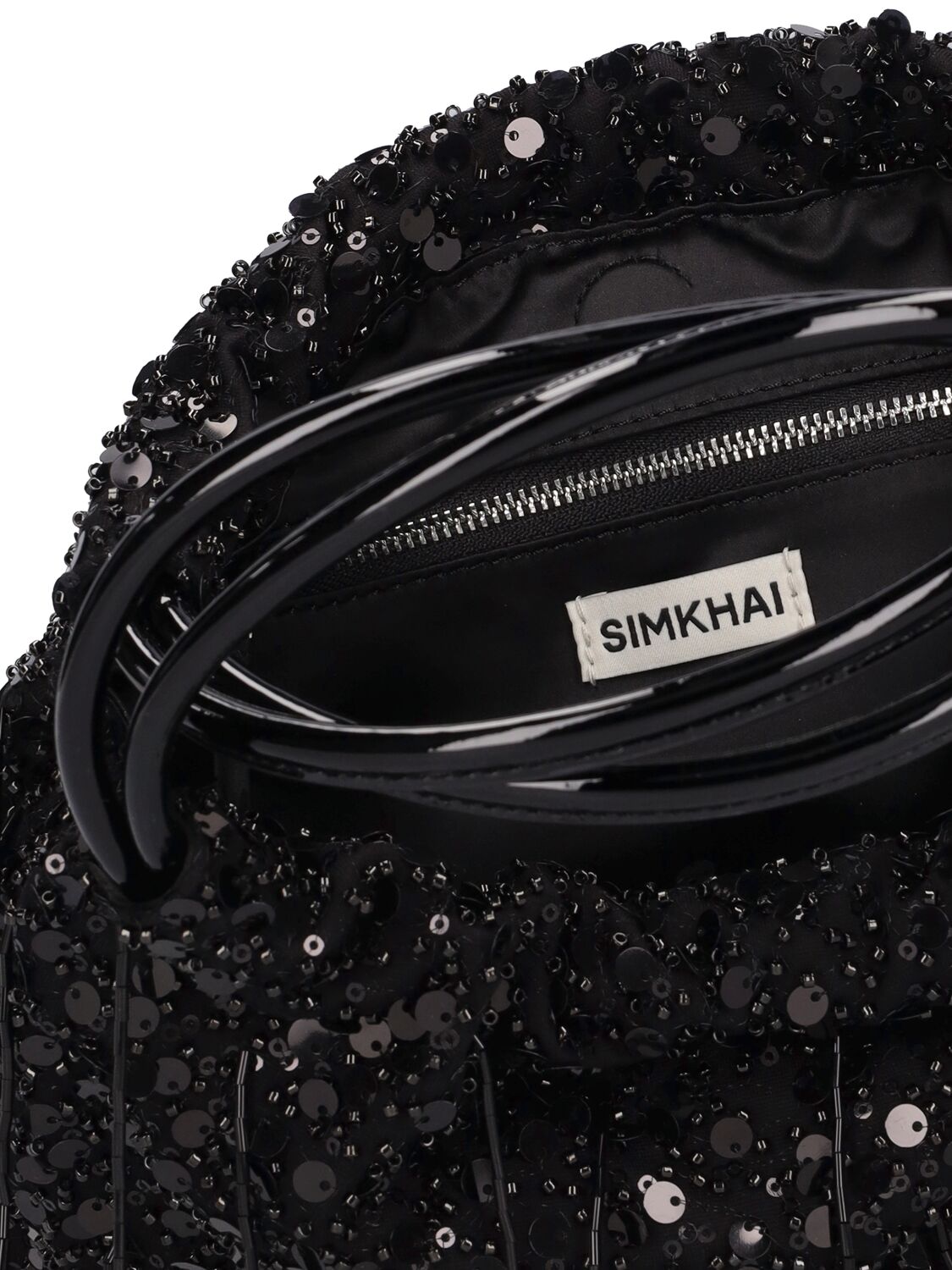 Shop Jonathan Simkhai Mini Ellerie Sequined Top Handle Bag In Black