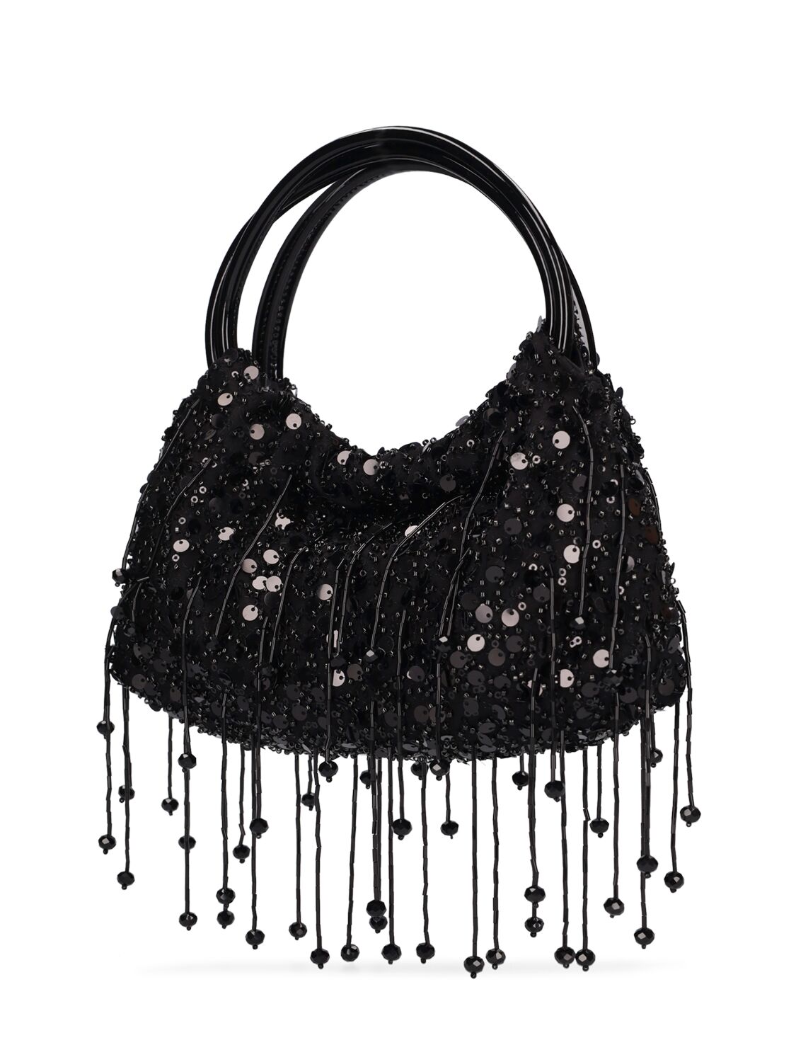 Shop Jonathan Simkhai Mini Ellerie Sequined Top Handle Bag In Black