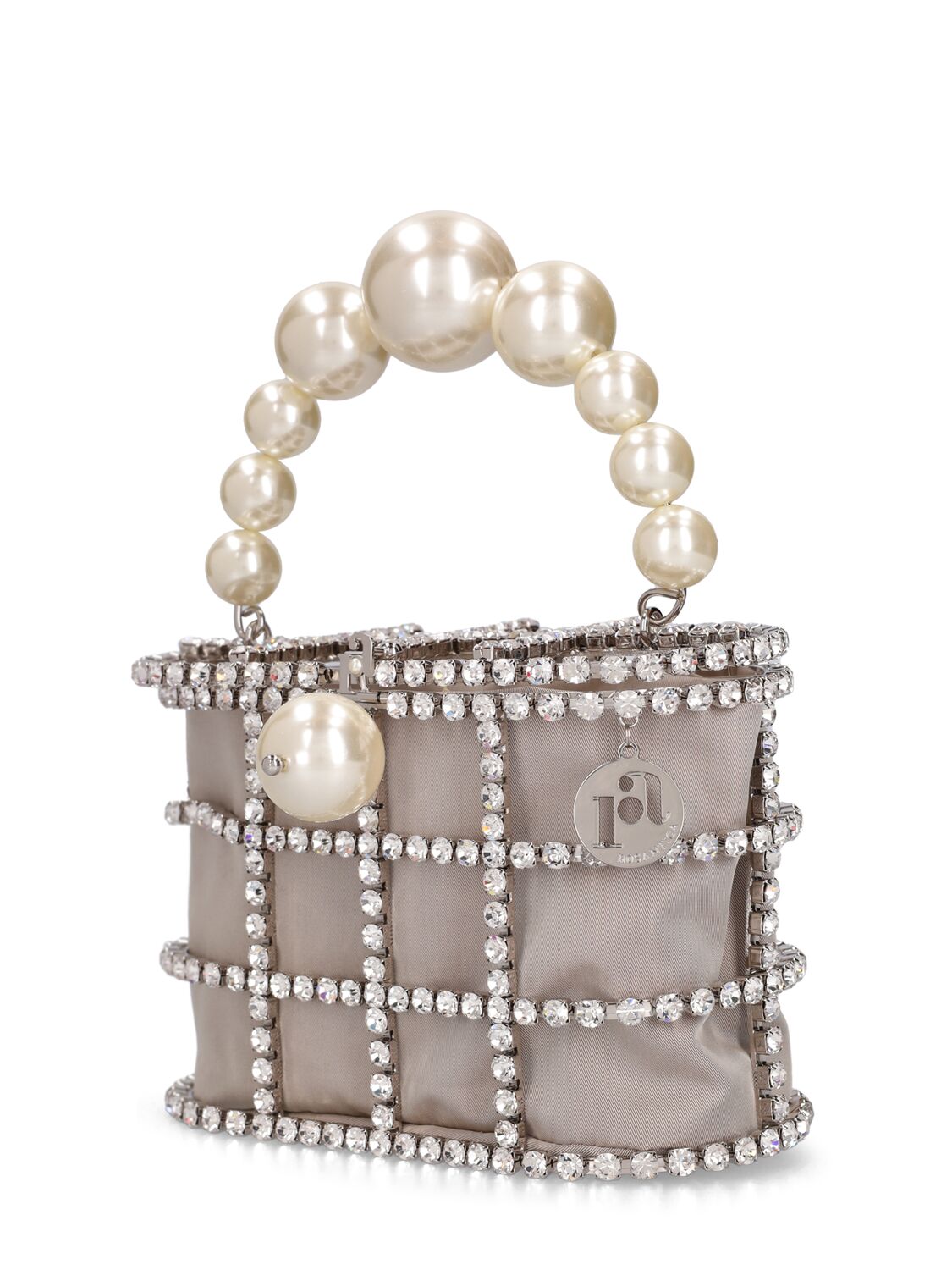 Shop Rosantica Holly Crystal & Pearl Top Handle Bag In Silver