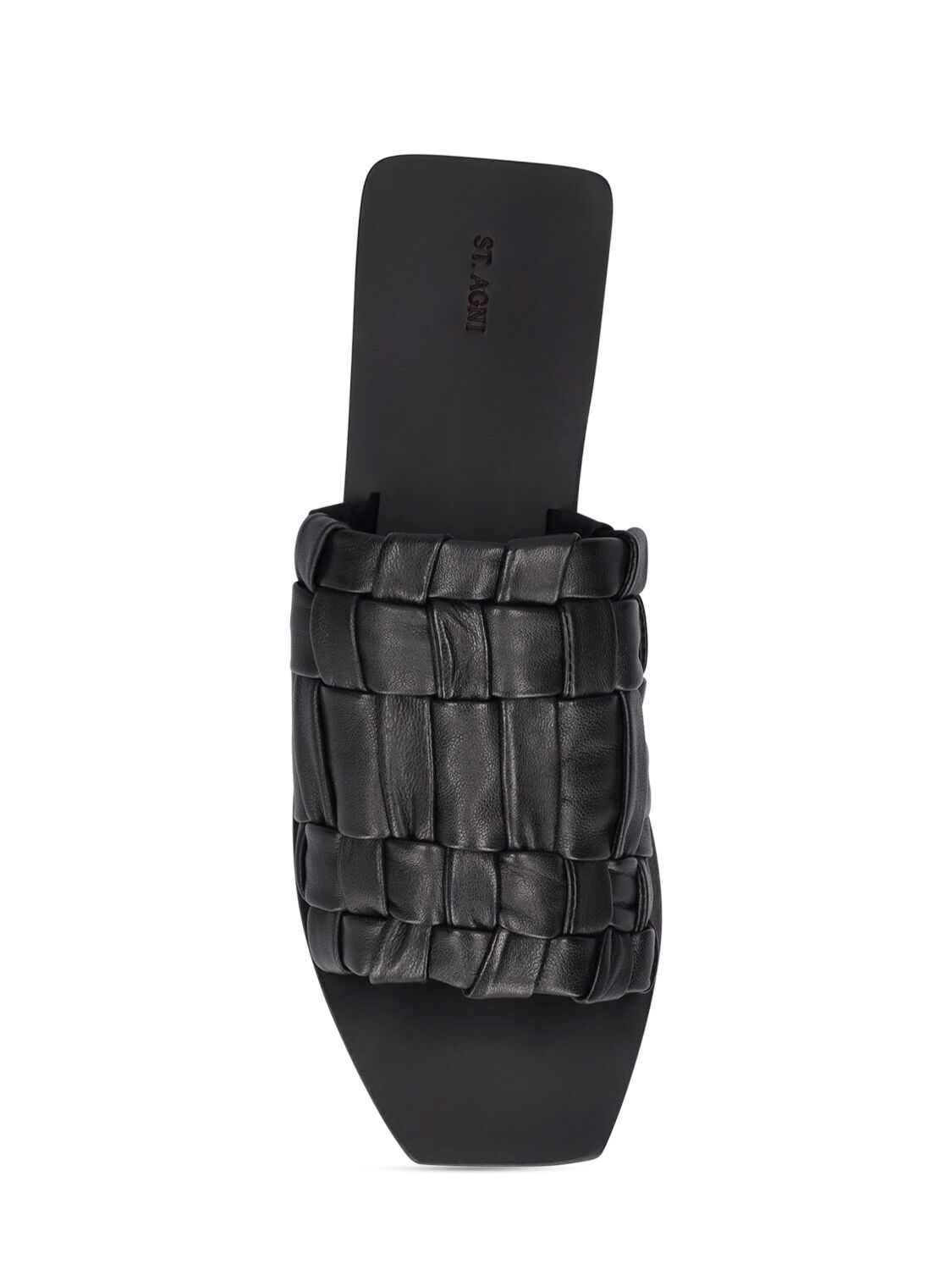 Shop St.agni 10mm Leather Slides In Black
