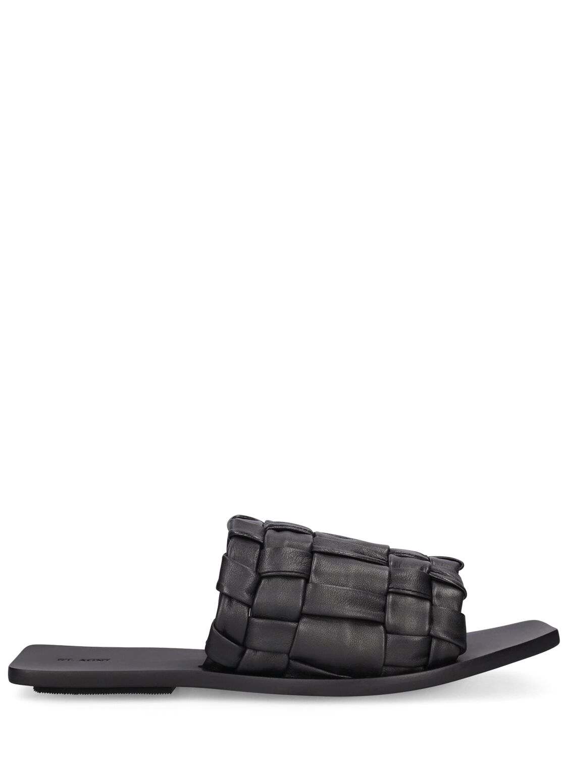St.agni 10mm Leather Slides In Black