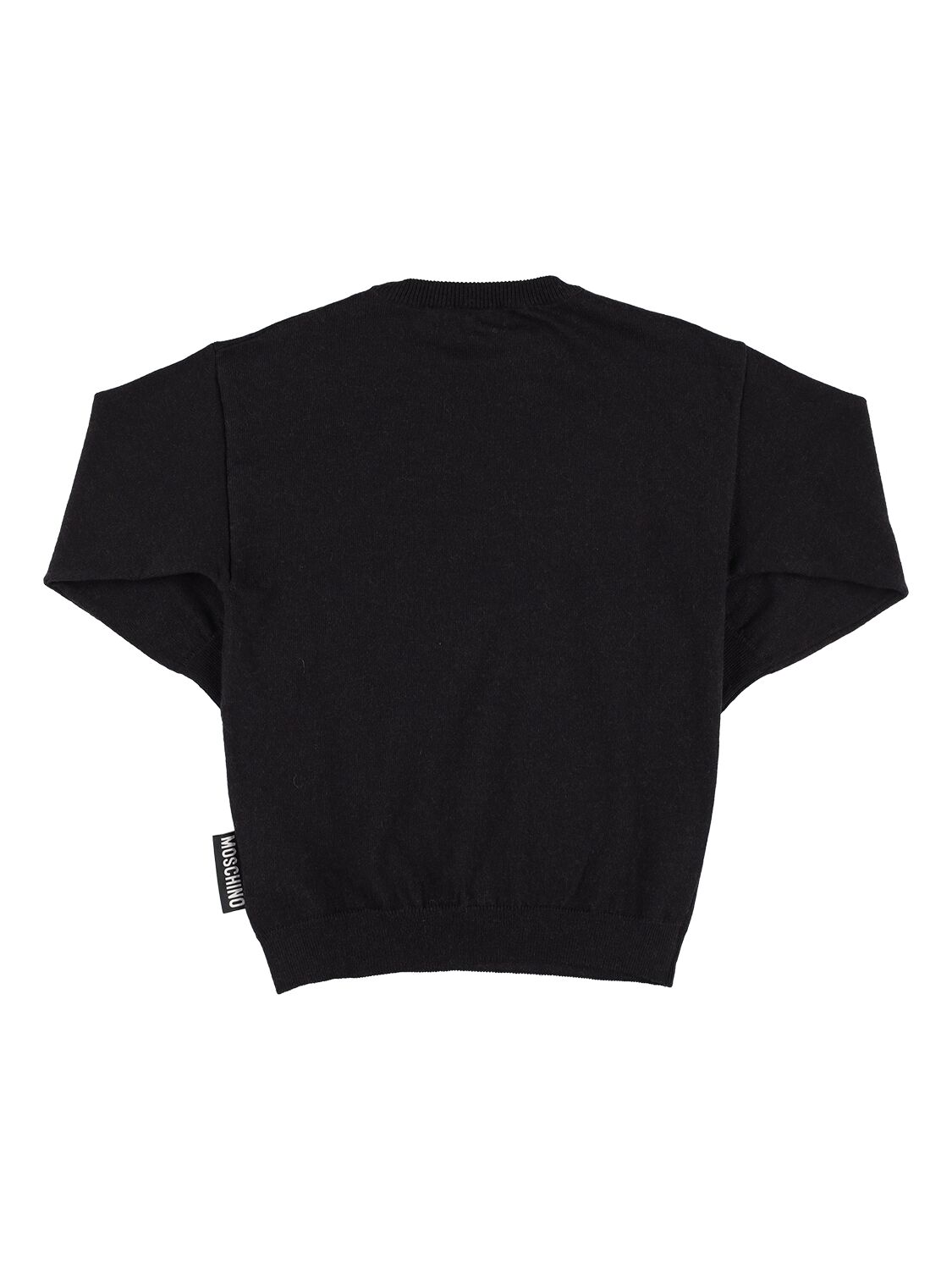 Shop Moschino Wool & Cotton Knit Sweater W/logo In Black