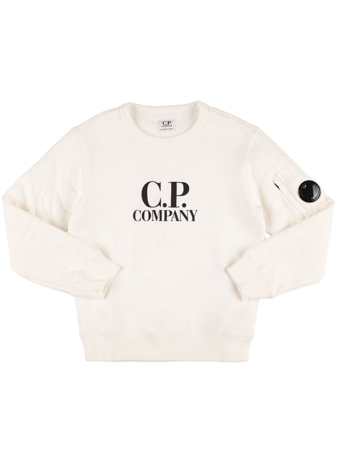 C.p. Company Kids' Printed Logo Cotton Sweatshirt In White