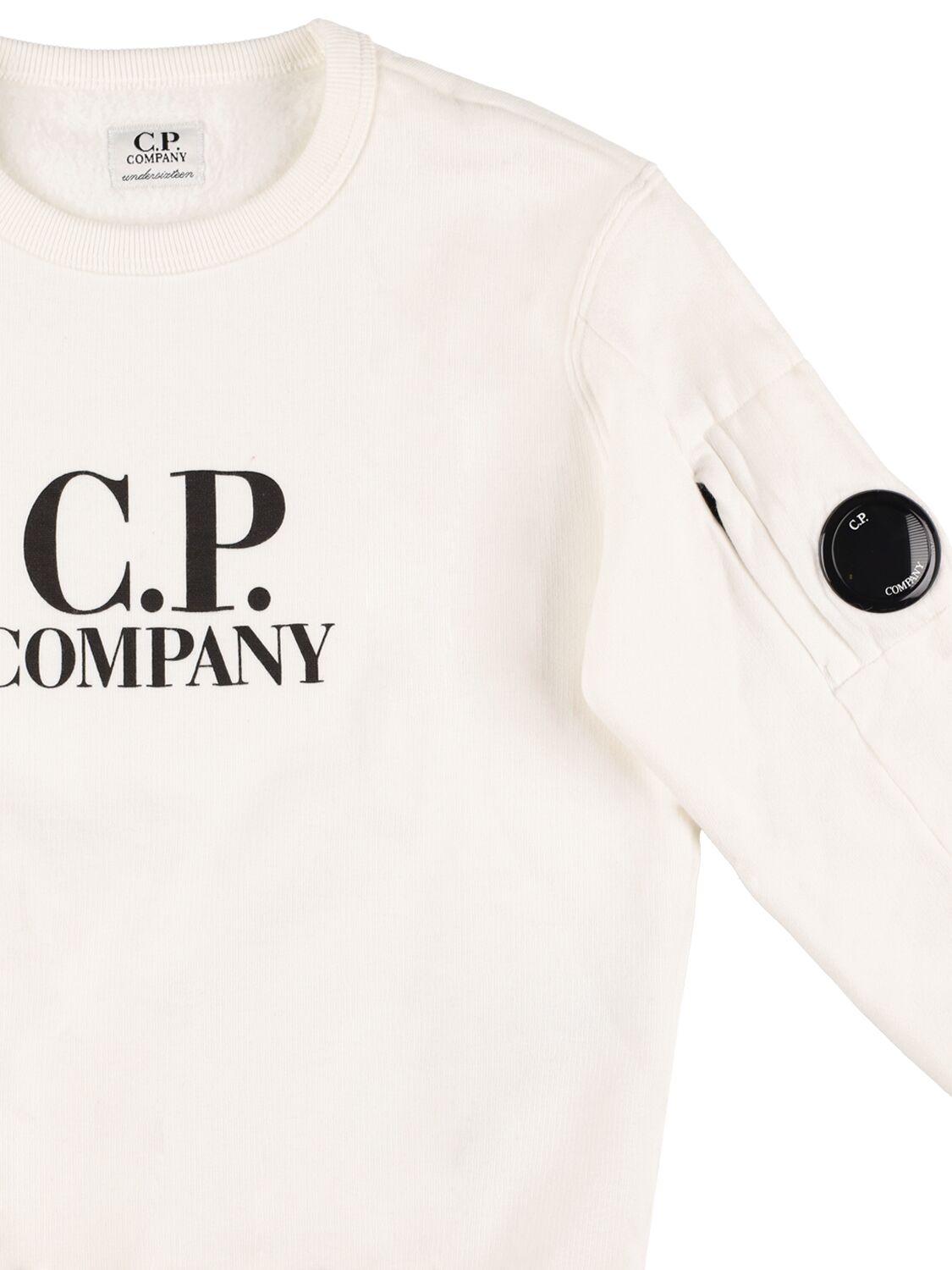 Shop C.p. Company Printed Logo Cotton Sweatshirt In White