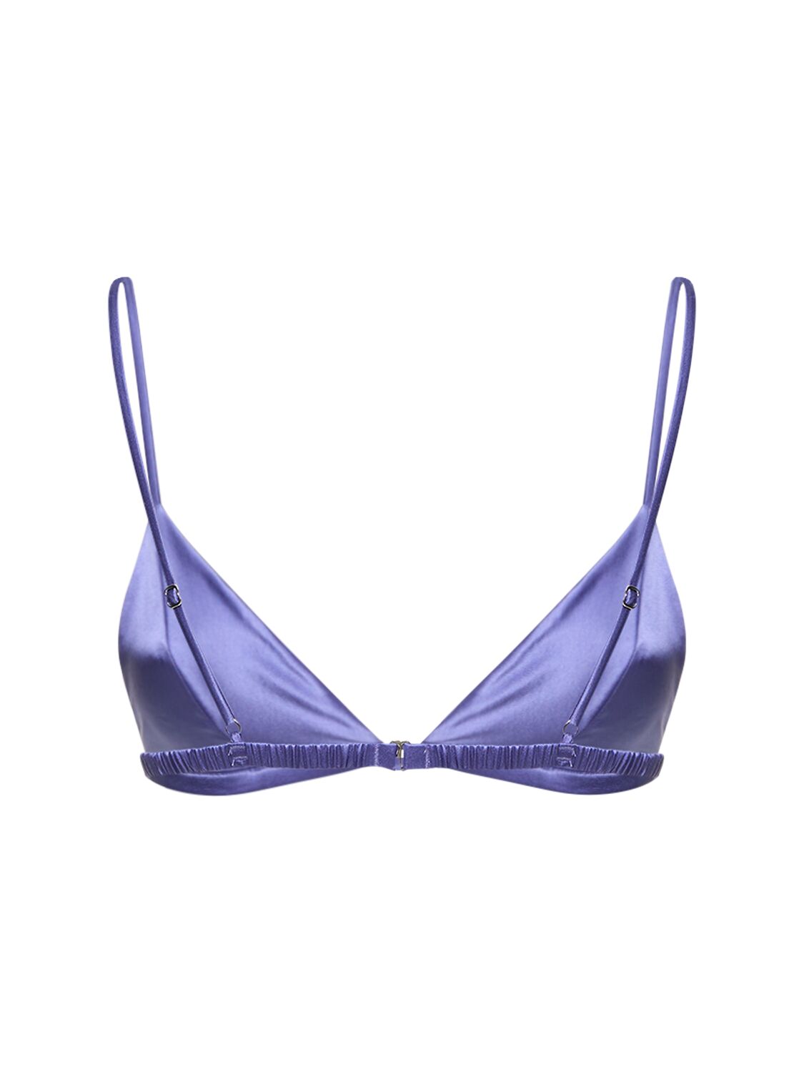 Shop Fleur Du Mal Luxe Triangle Silk Satin Bra In Purple