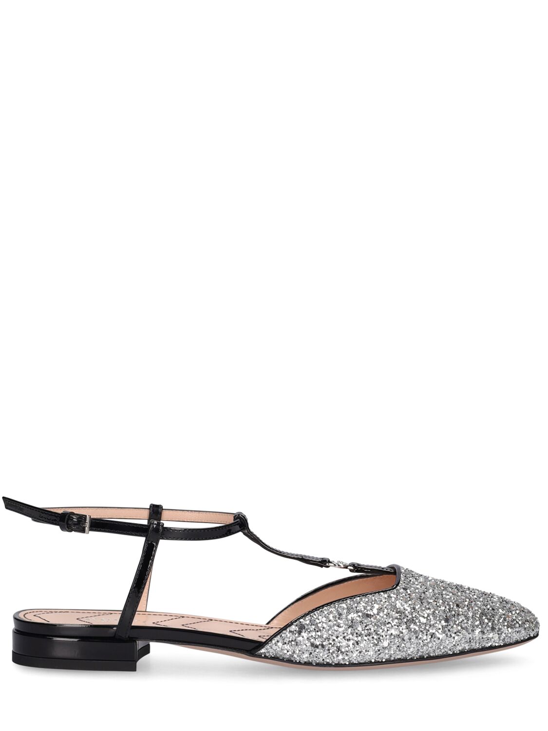 Gucci Double G Glitter Ballerina Shoes In Silver