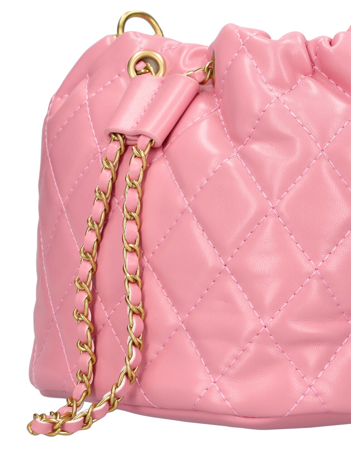 Shop Monnalisa Faux Leather Shoulder Bag In Pink