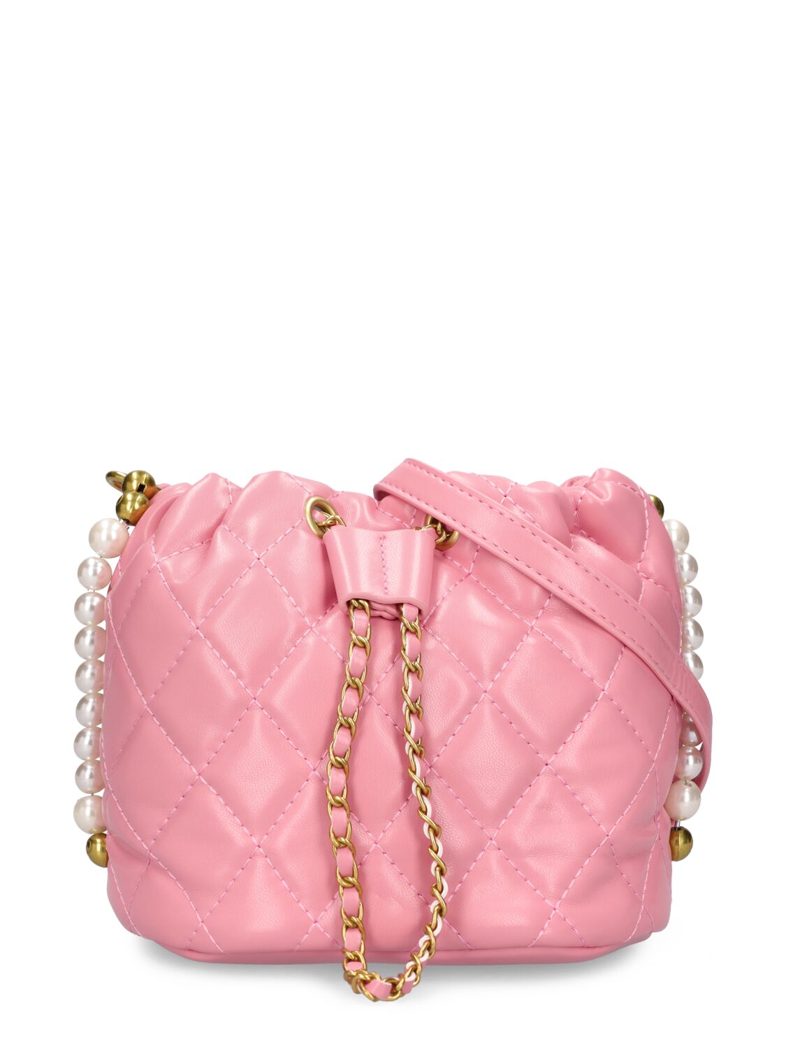 Monnalisa Kids' Faux Leather Shoulder Bag In Pink