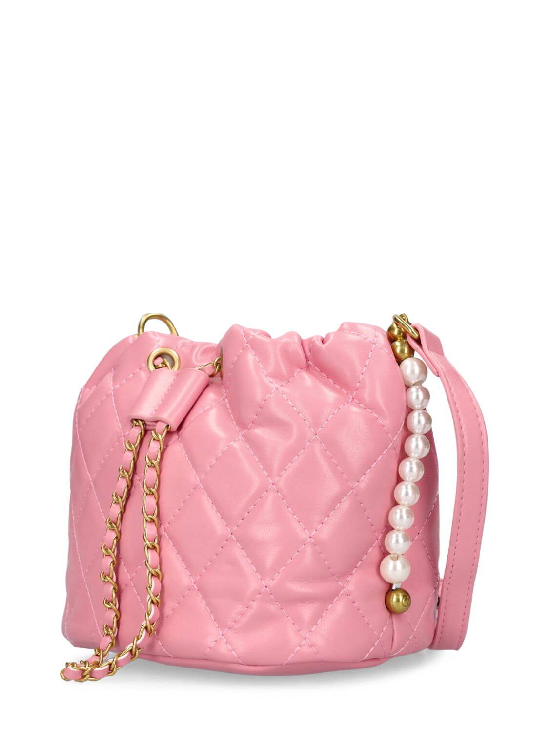 Shop Monnalisa Faux Leather Shoulder Bag In Pink