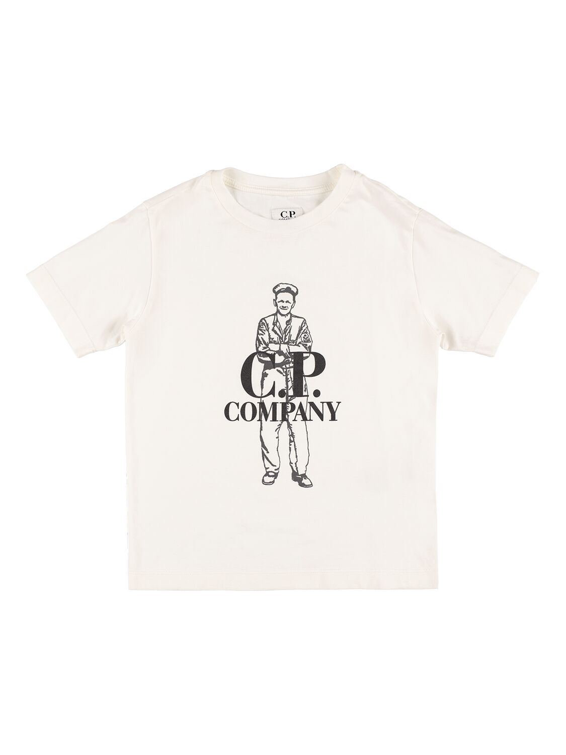 C.p. Company Kids' Sailor Print Cotton Jersey T-shirt In White