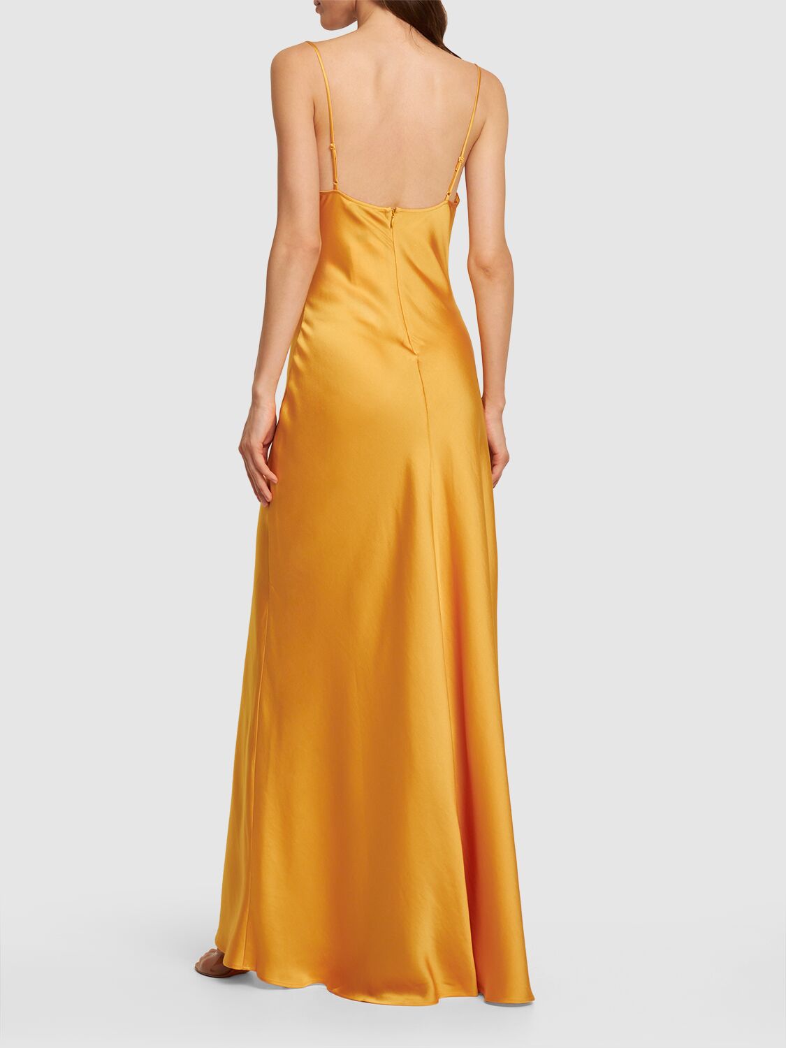 JONATHAN SIMKHAI FINELY SLEEVELESS SATIN LONG DRESS 