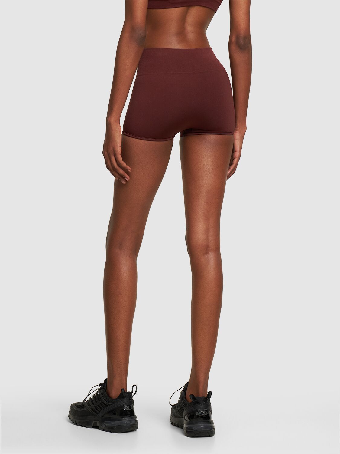 Shop Prism Squared Renew High Waist Hot Pants In Brown