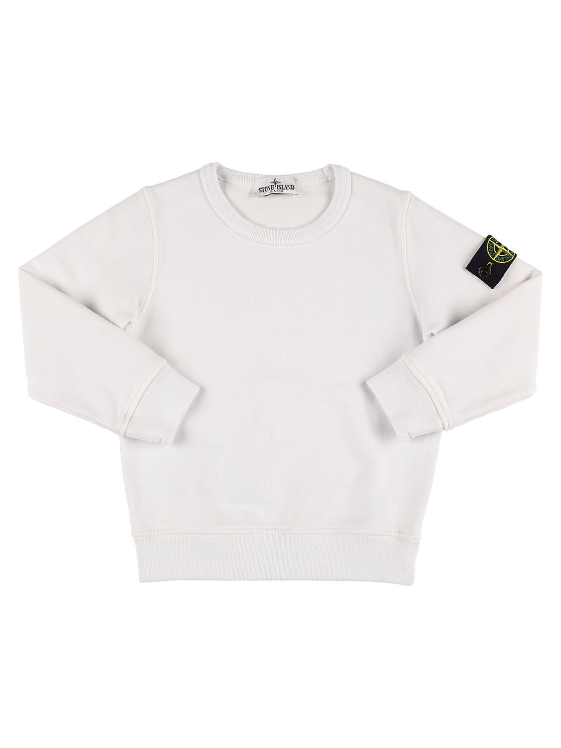 Stone Island Junior Cotton Jersey Crewneck Sweatshirt In White