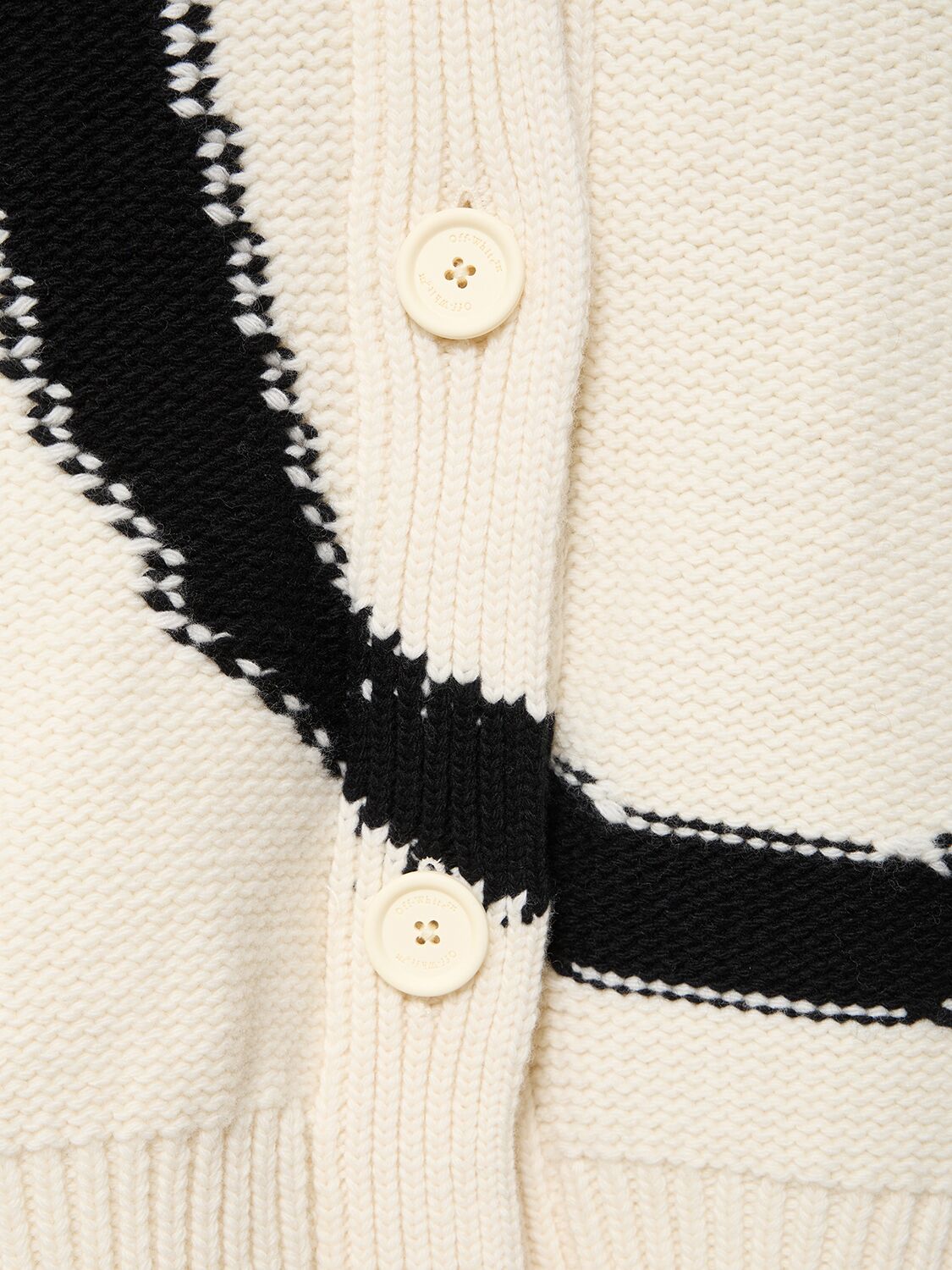 Shop Off-white Ow Maxi Logo Wool Cardigan In White,black