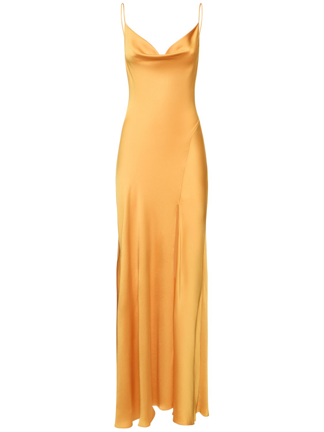 Jonathan Simkhai Finely Sleeveless Satin Long Dress In Yellow