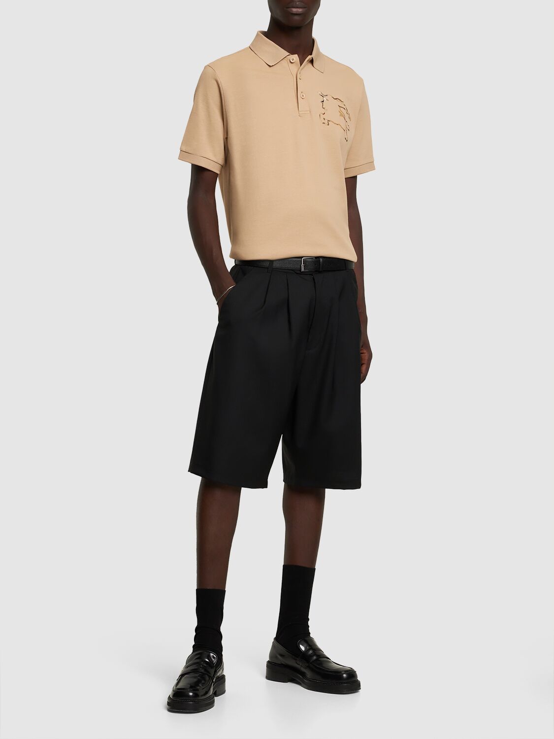 Shop Burberry Winslow Printed Logo Core Fit Polo In Soft Fawn