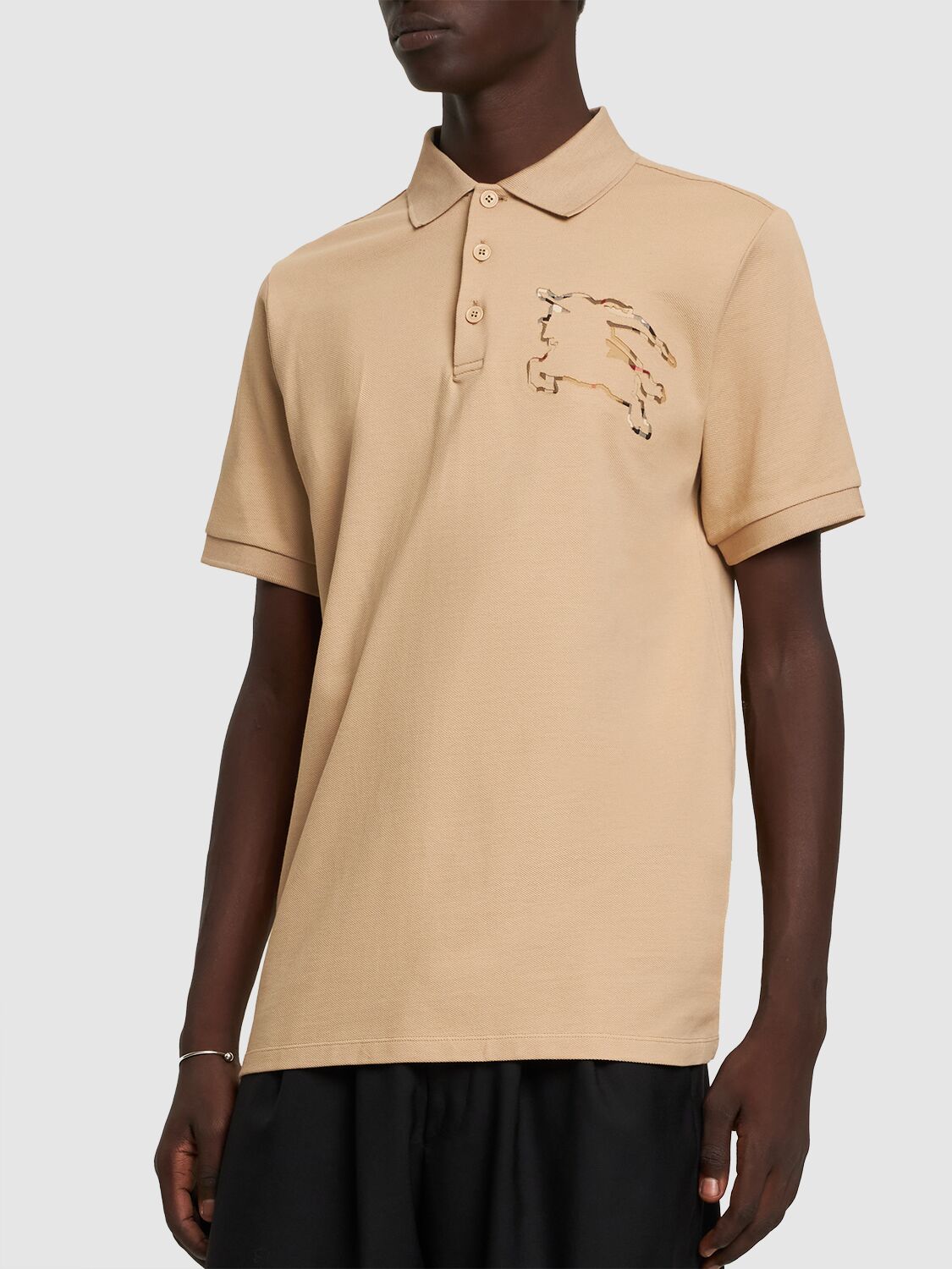 Shop Burberry Winslow Printed Logo Core Fit Polo In Soft Fawn