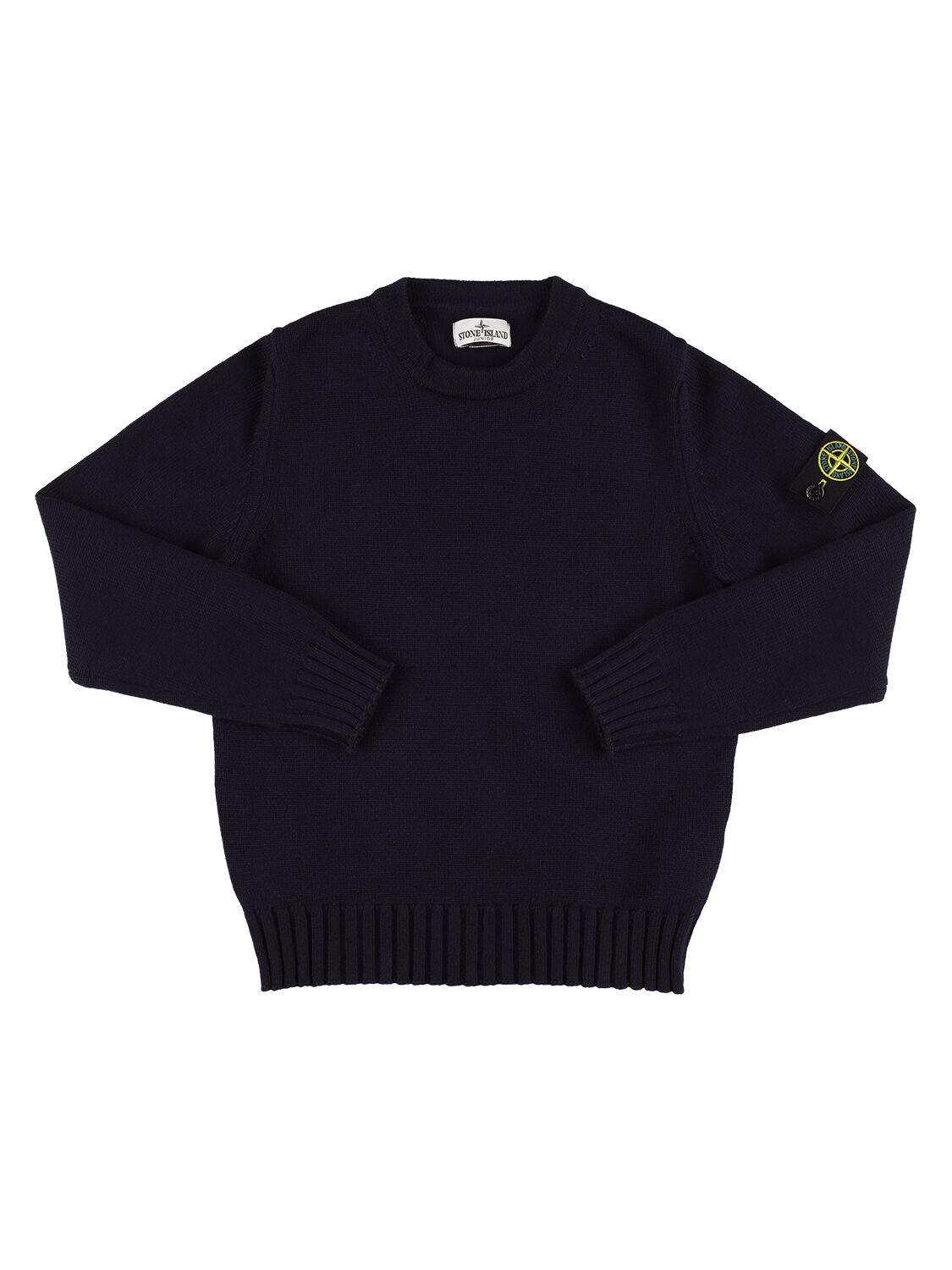 STONE ISLAND JUNIOR Cotton Blend Knit Sweater W/logo Patch