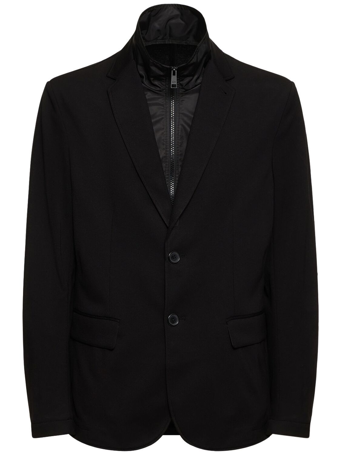 Armani Exchange Viscose & Nylon Double Layer Jacket In Black