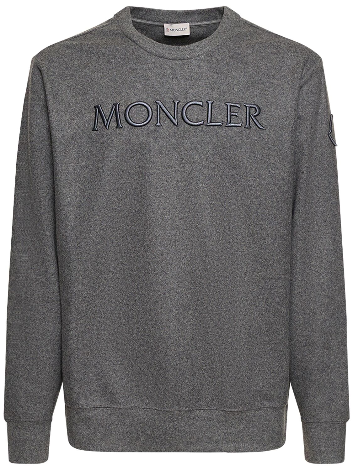 Moncler Logo Wool Blend Sweatshirt In Grey